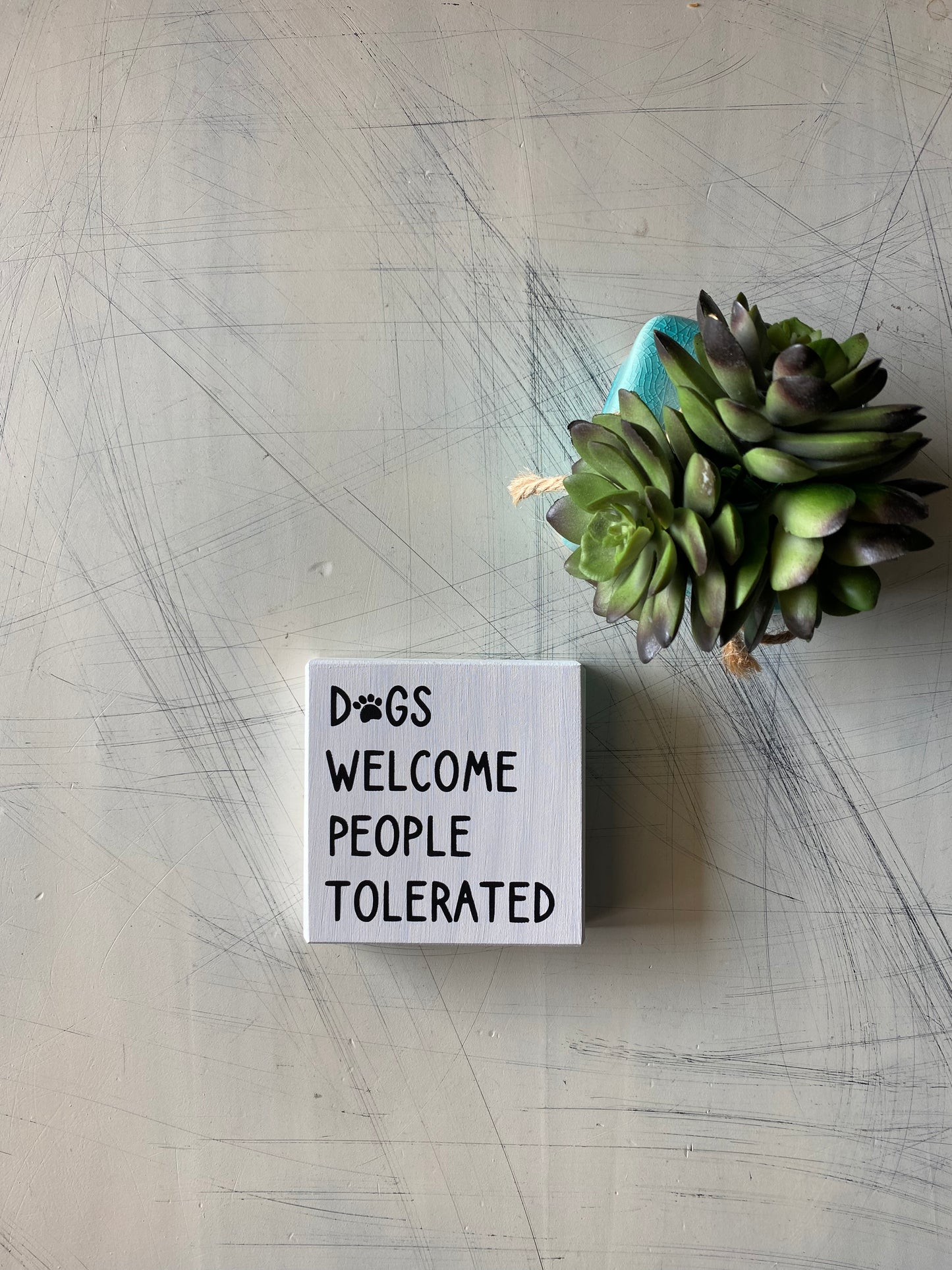 Dogs welcome people tolerated - Novotny Designs handmade mini wood sign