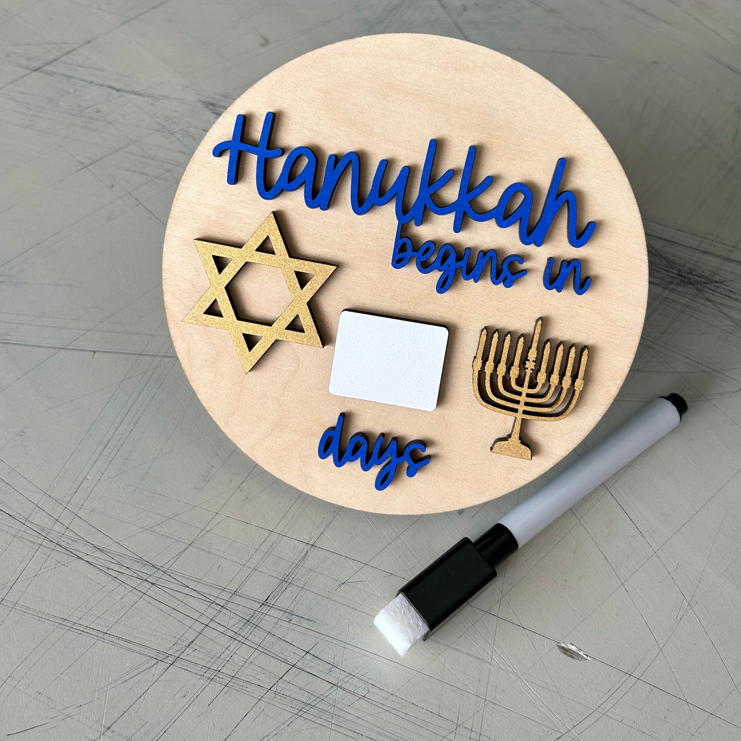 Hanukkah countdown calendar sign with dry erase marker by Novotny Designs