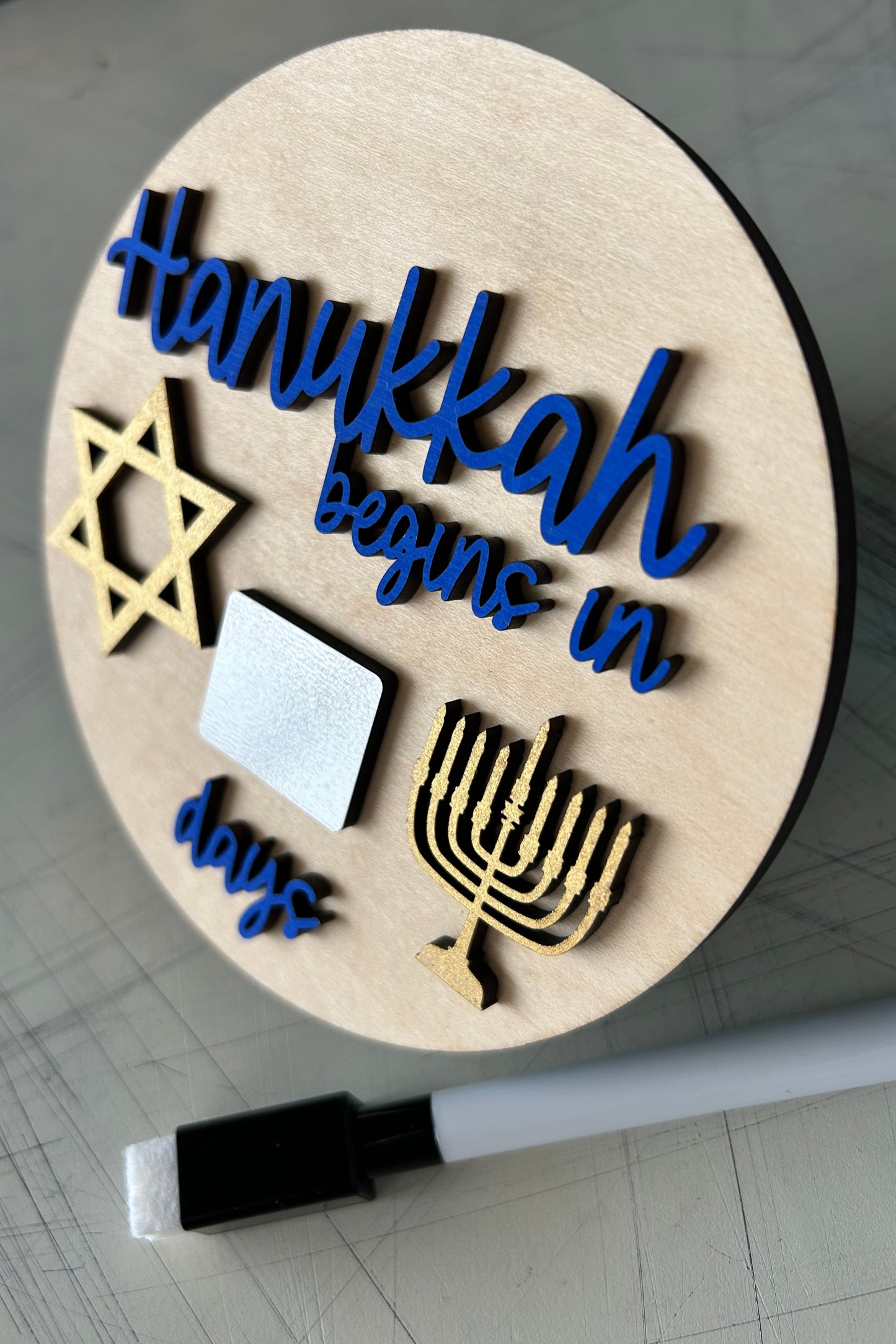 Hanukkah countdown calendar sign with dry erase marker by Novotny Designs