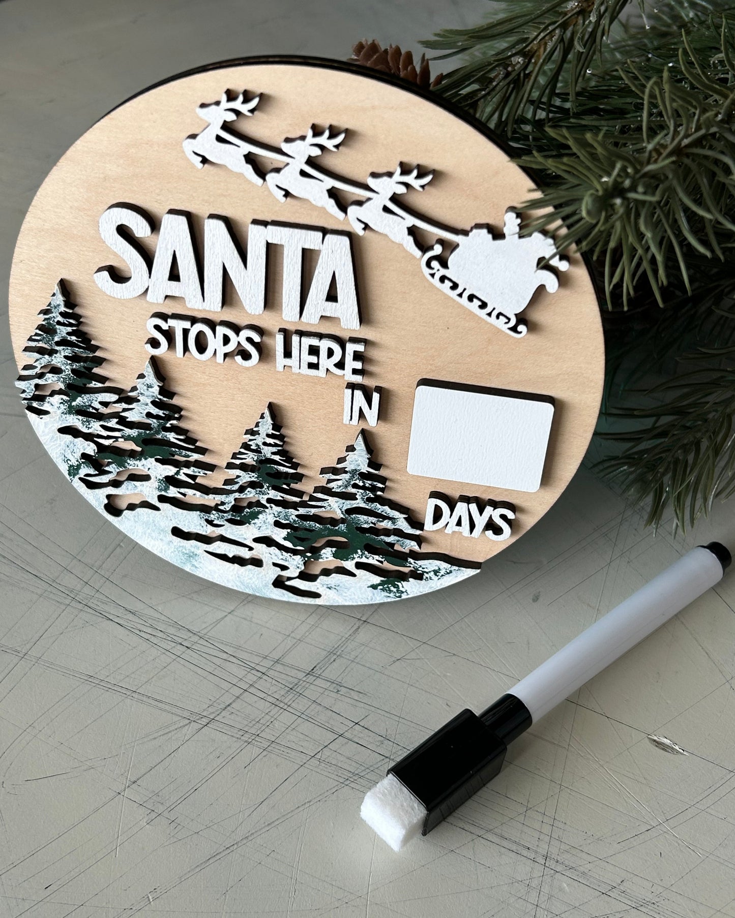 Santa stops here dry erase countdown calendar sign by Novotny Designs