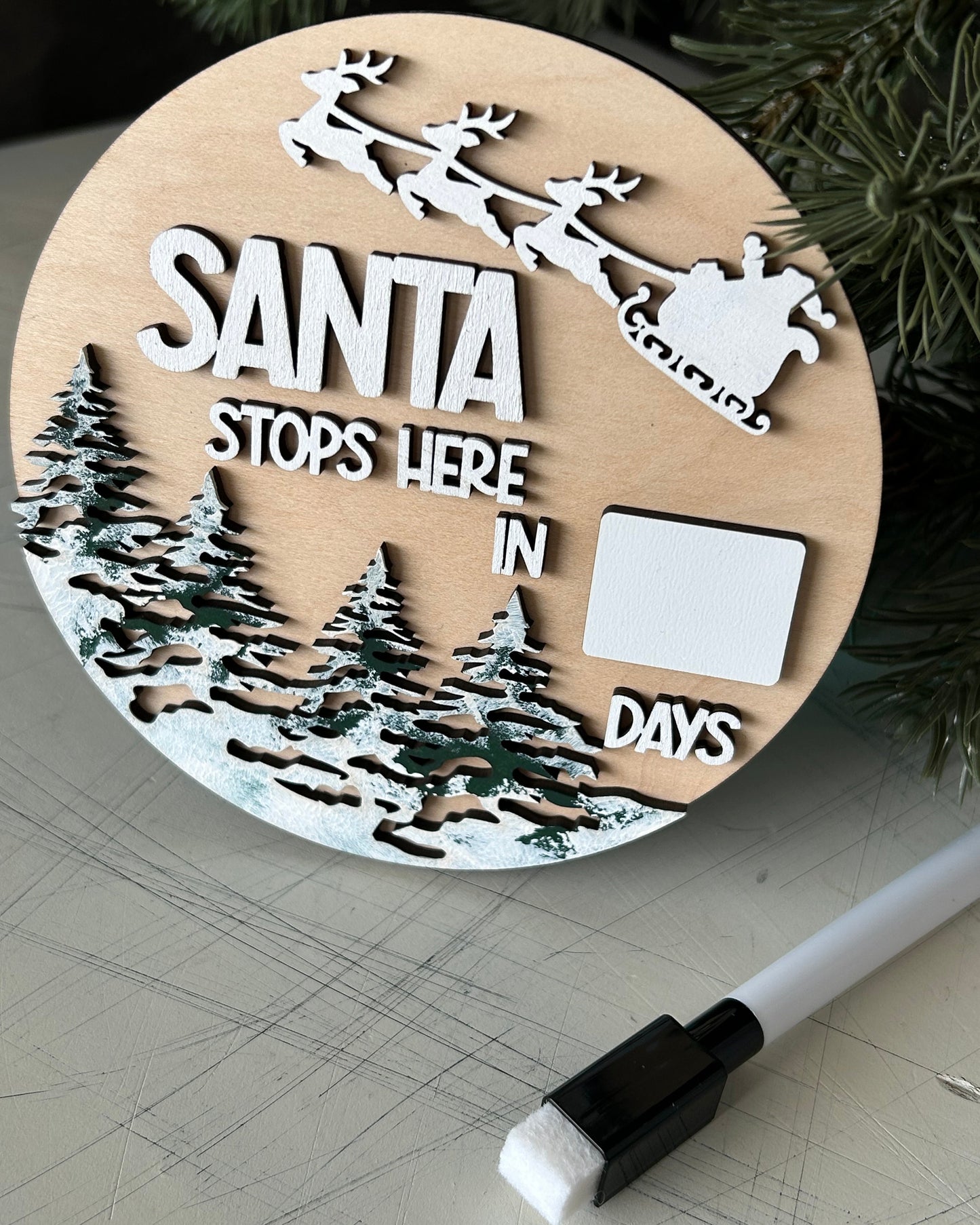 Santa stops here dry erase countdown calendar sign by Novotny Designs