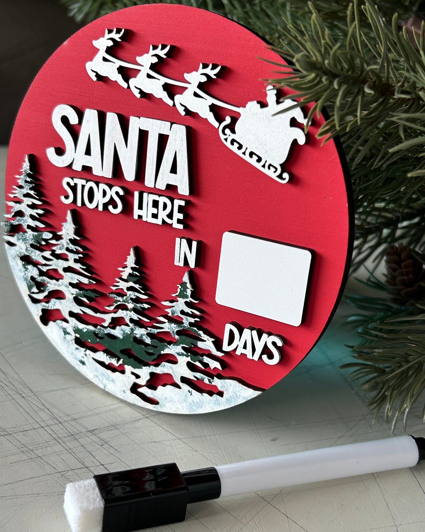 Santa stops here dry erase countdown calendar sign by Novotny Designs