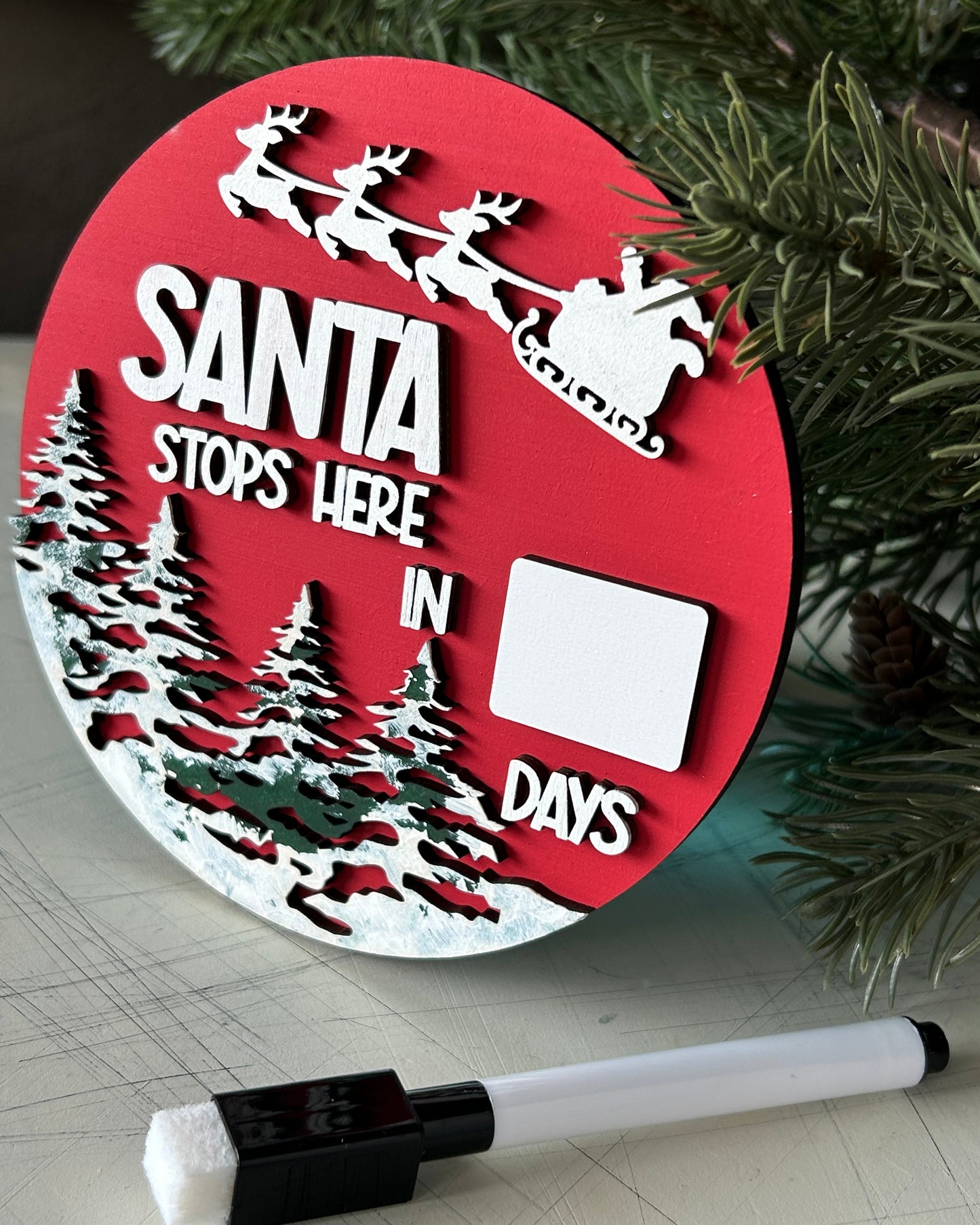 Santa stops here dry erase countdown calendar sign by Novotny Designs