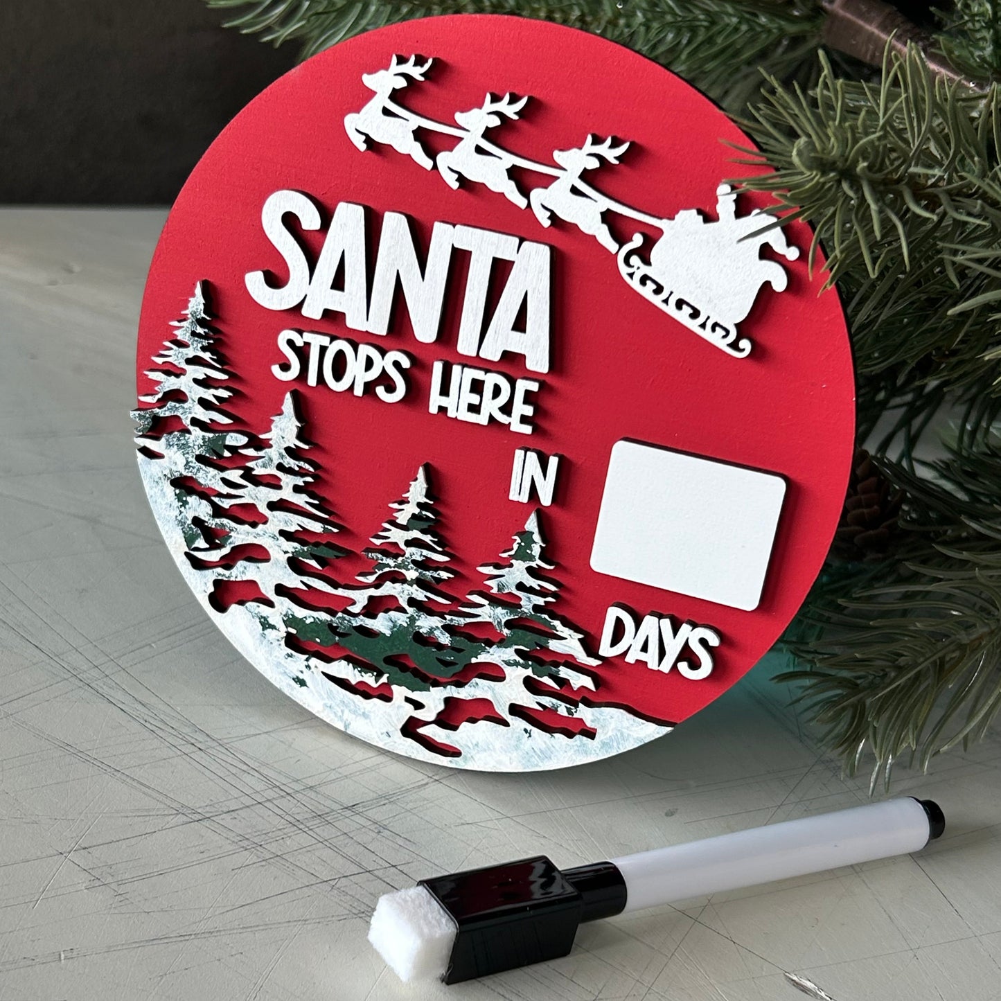 Santa stops here dry erase countdown calendar sign by Novotny Designs