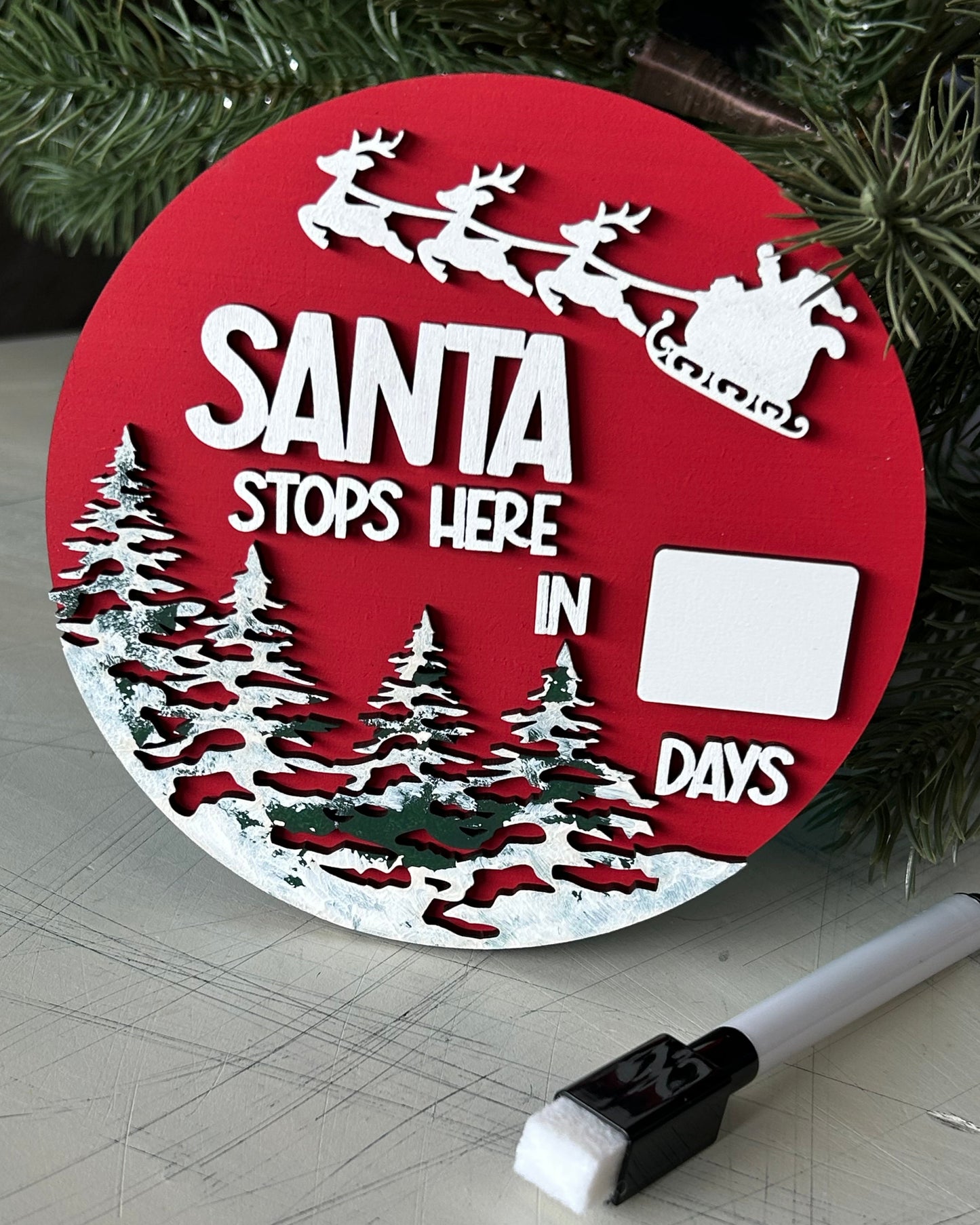 Santa stops here dry erase countdown calendar sign by Novotny Designs