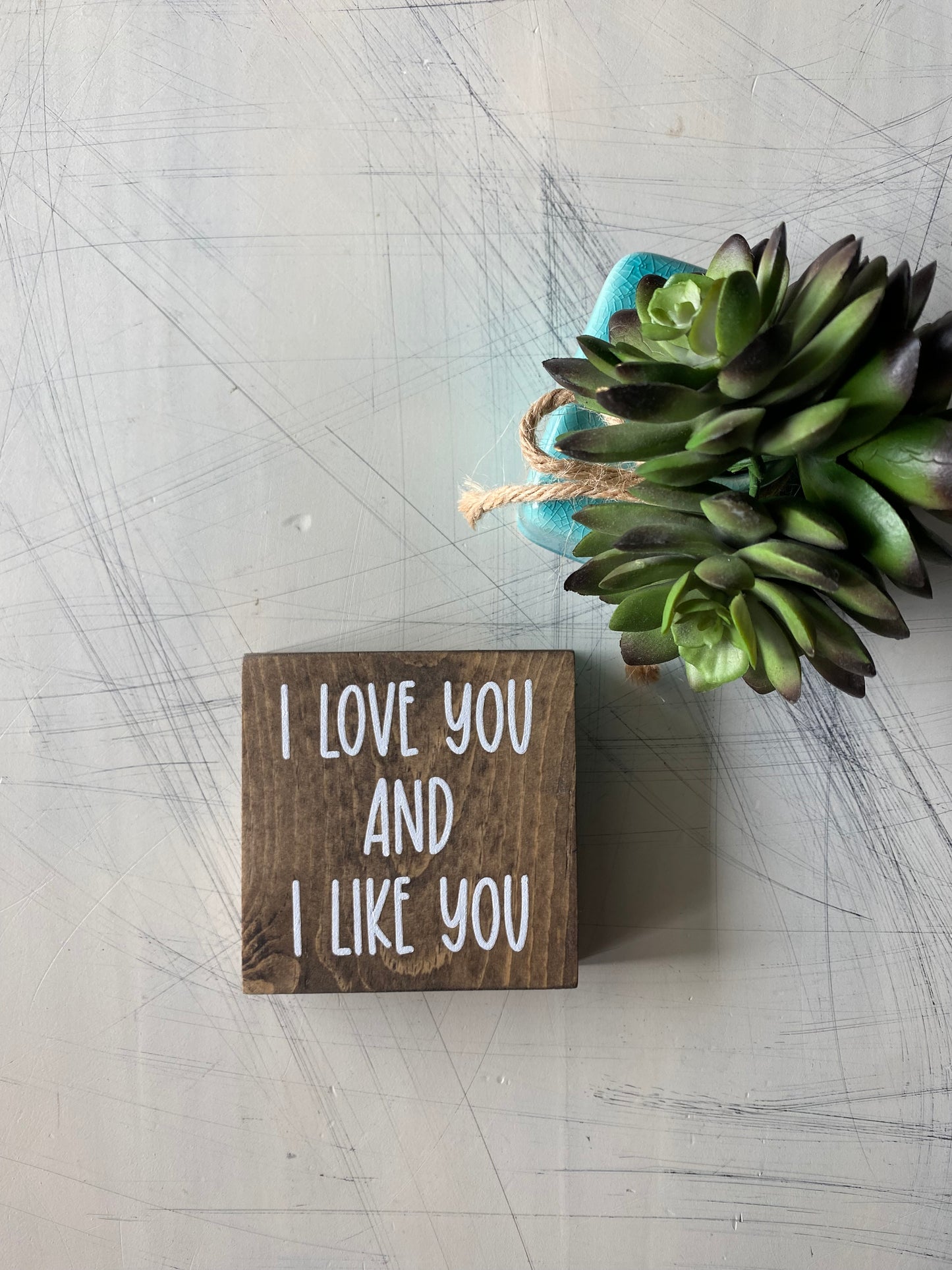 I love you and I like you - Novotny Designs handmade mini wood sign