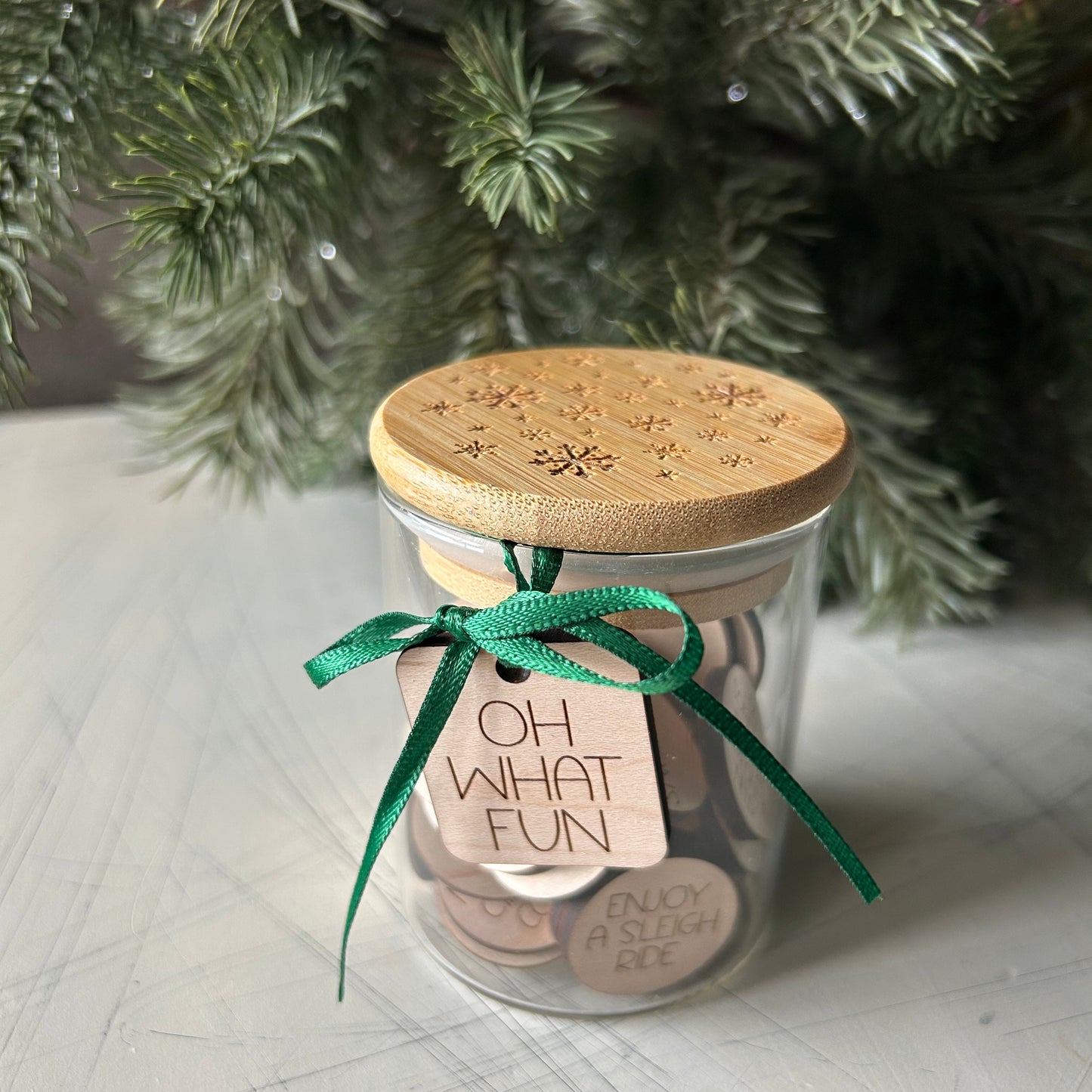Holiday family fun - winter activity token jar by Novotny Designs includes 30 wood tokens