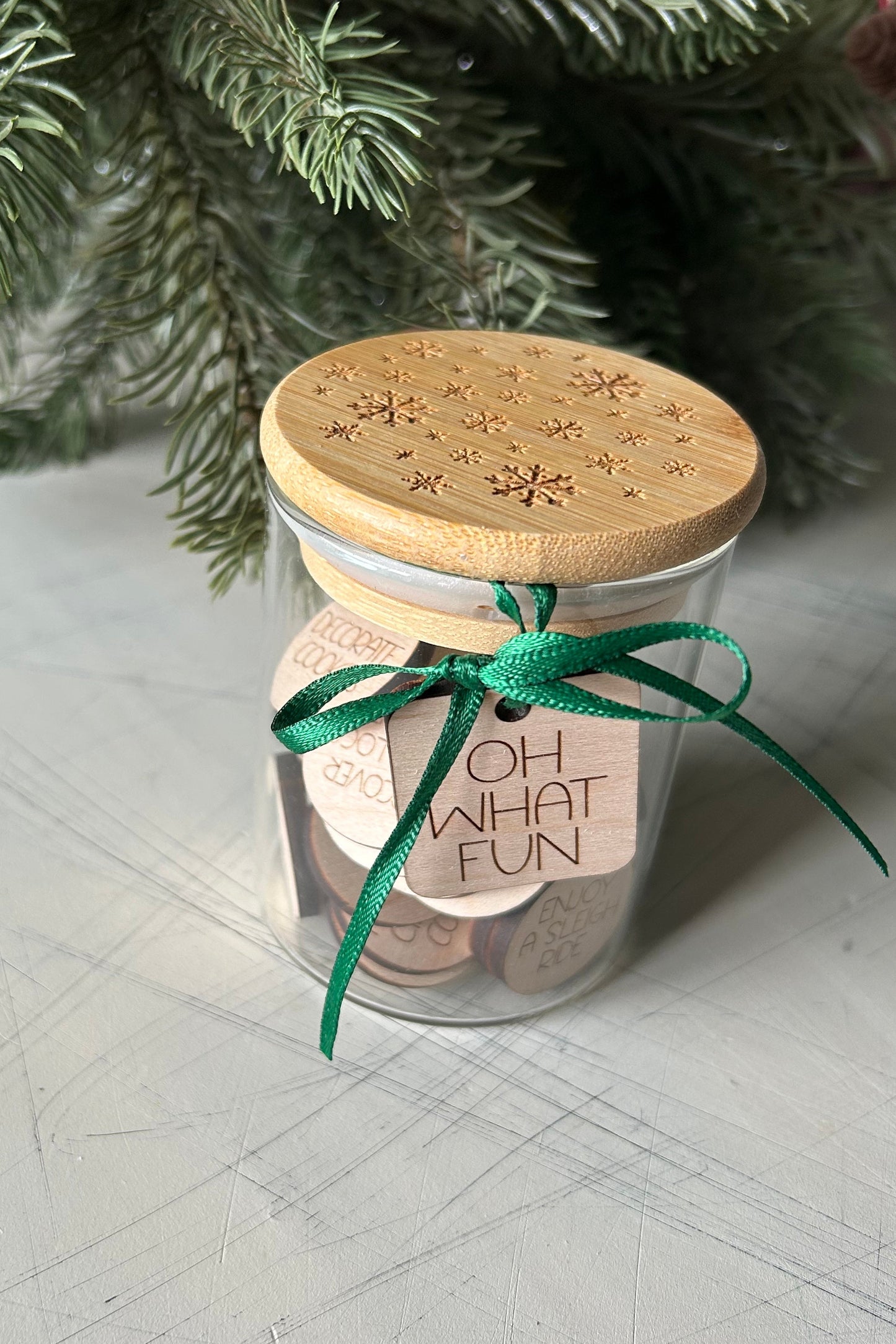 Holiday family fun - winter activity token jar by Novotny Designs includes 30 wood tokens