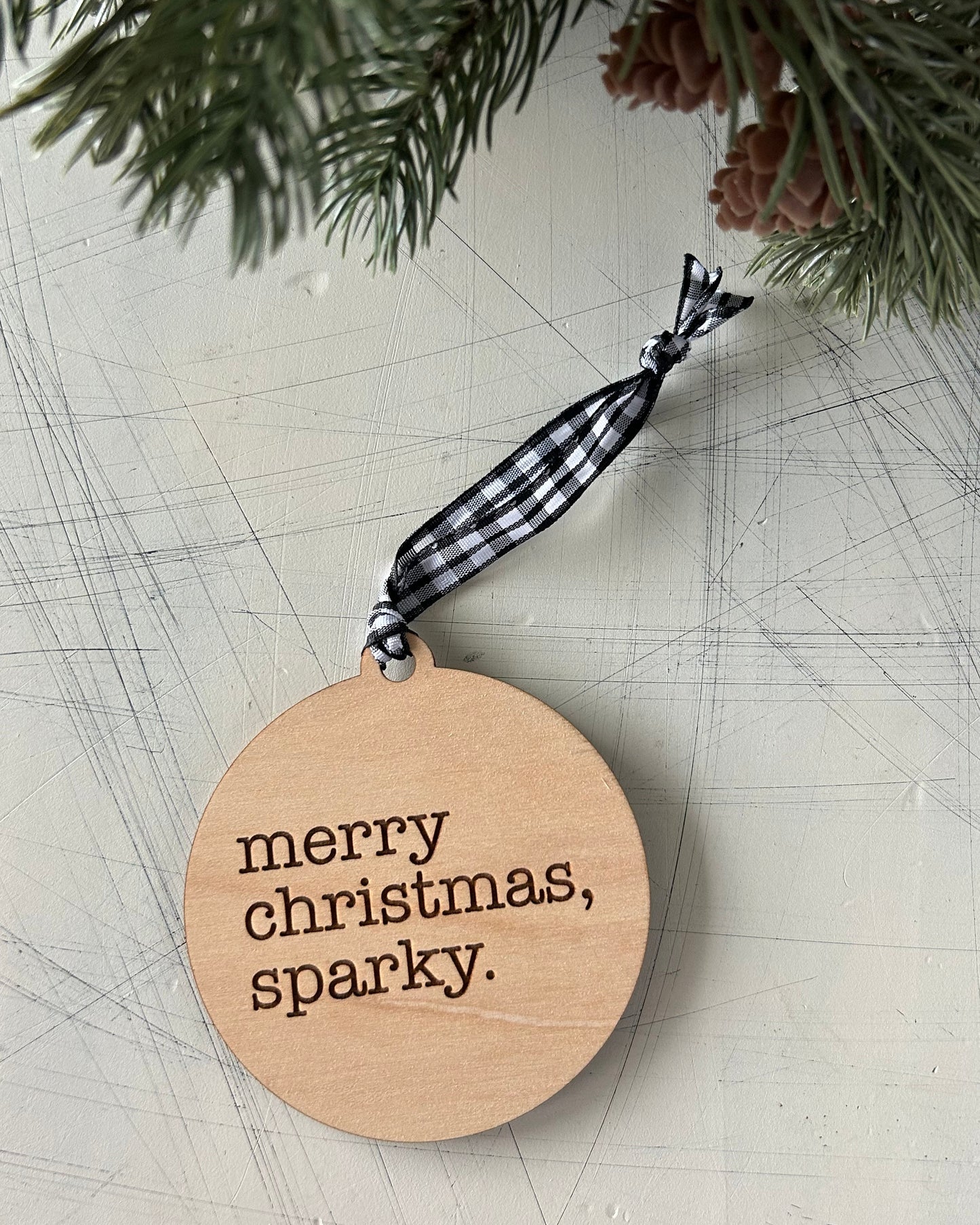 Merry Christmas, Sparky - 3 inch ornament by Novotny Designs