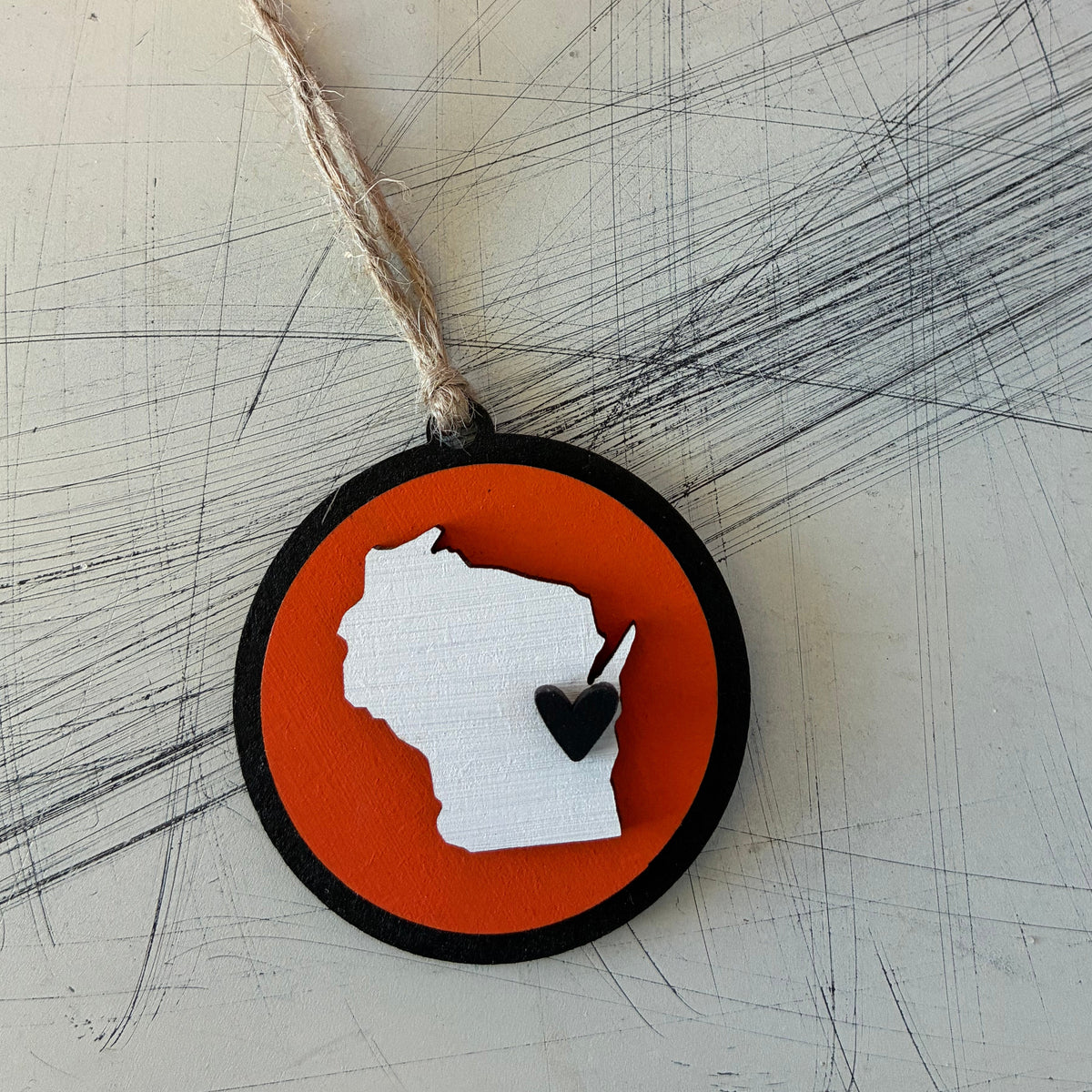 West De Pere Phantoms - De Pere Cares Collection - Wisconsin round ornament with heart by Novotny Designs