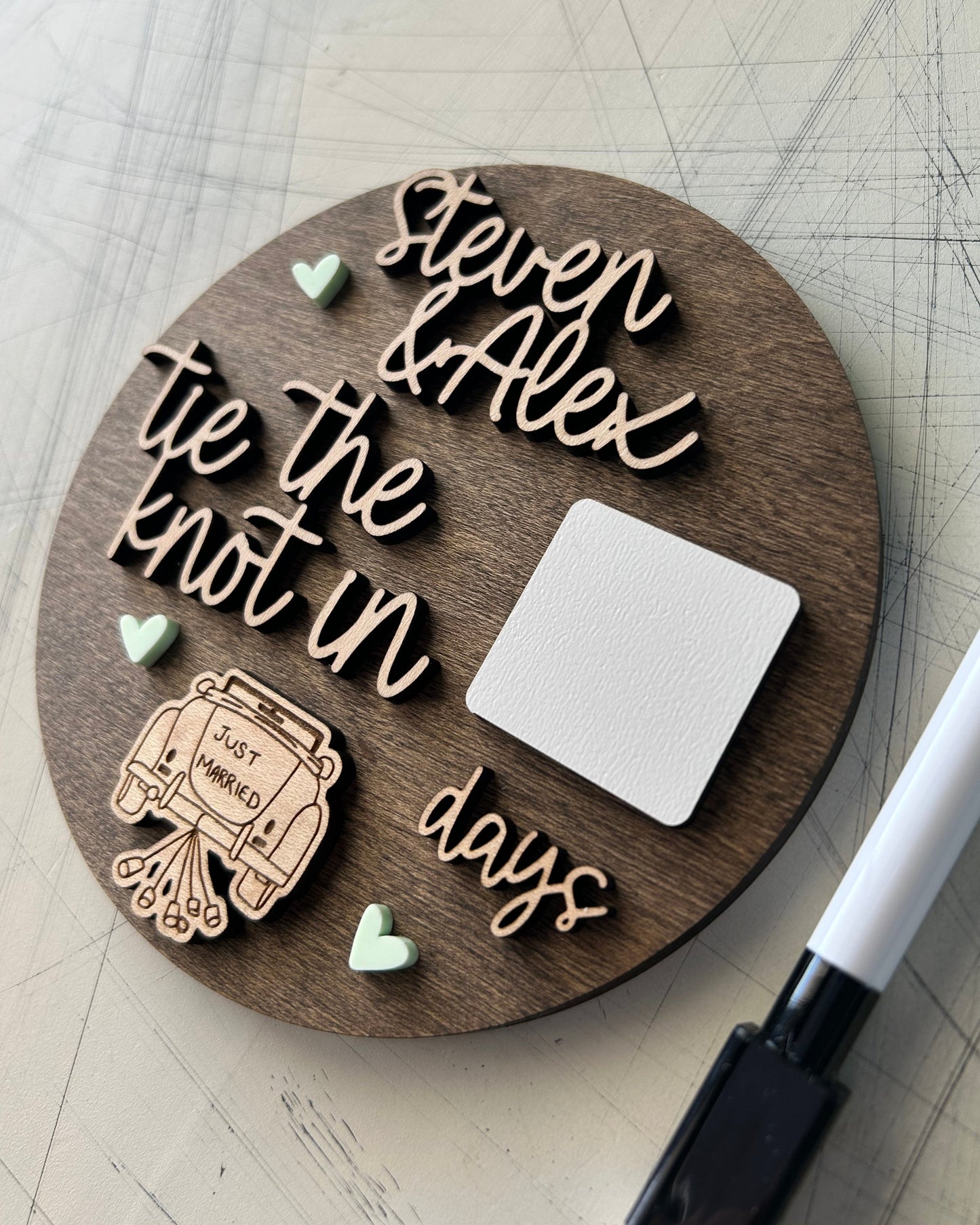 Customized Dry Erase Wedding Countdown Sign by Novotny Designs