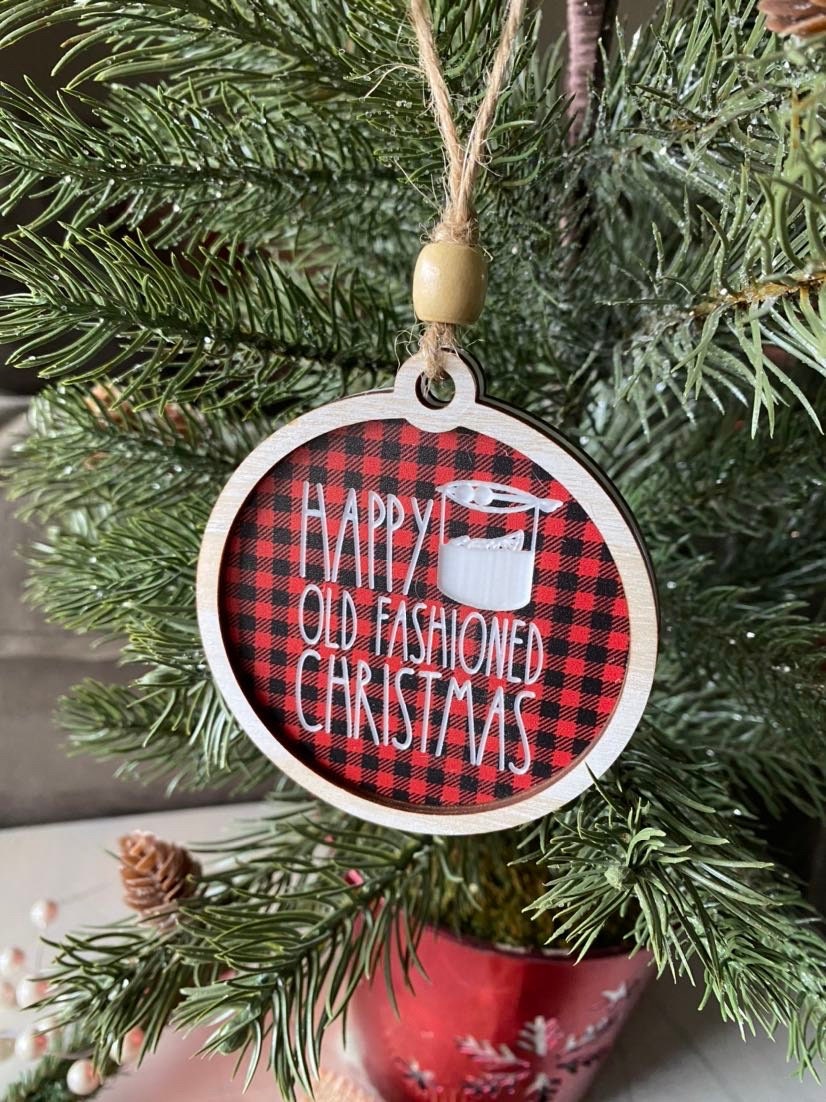 Happy Old-Fashioned Christmas - old fashioned doodle ornament