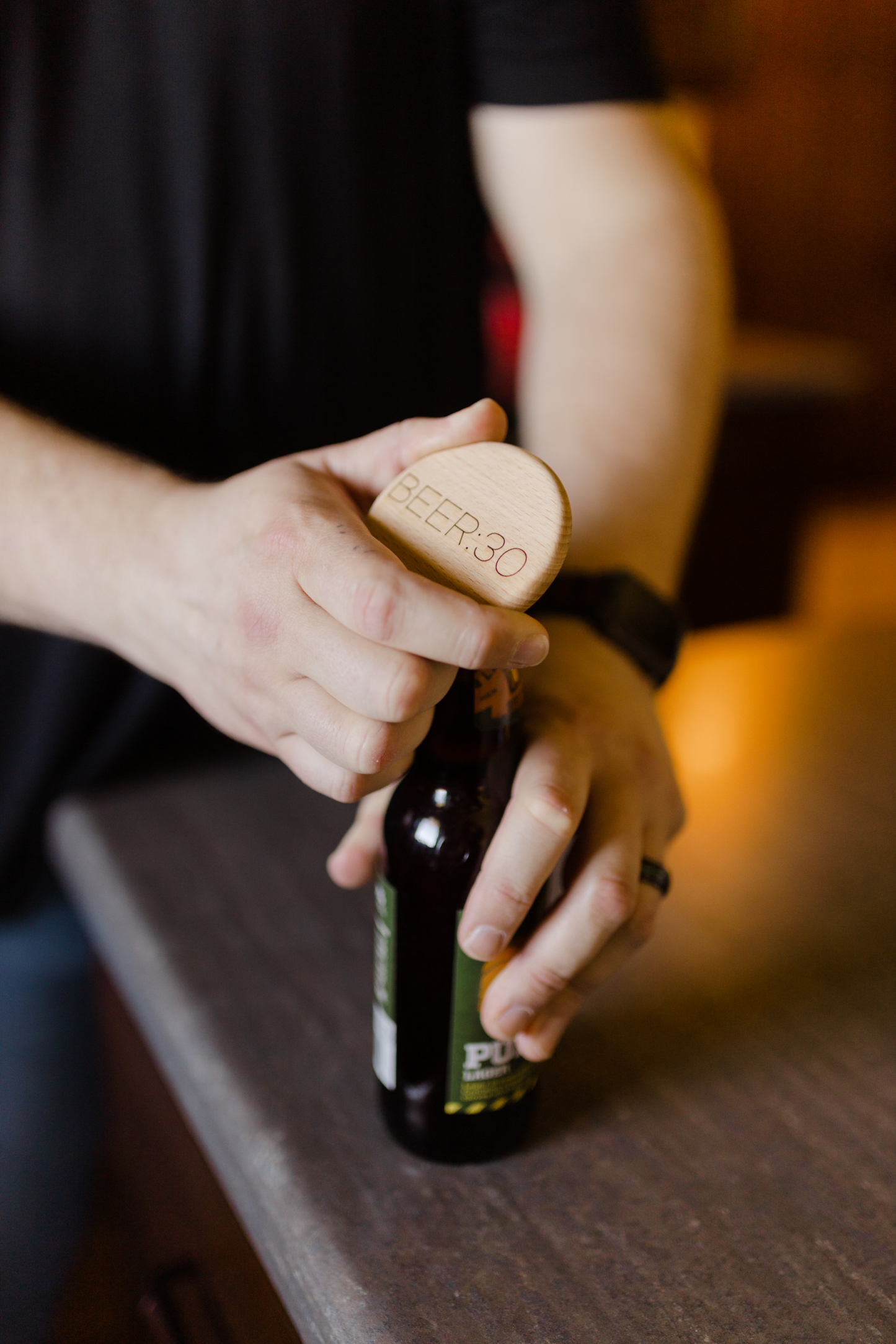 Take your top off - magnetic wood bottle opener