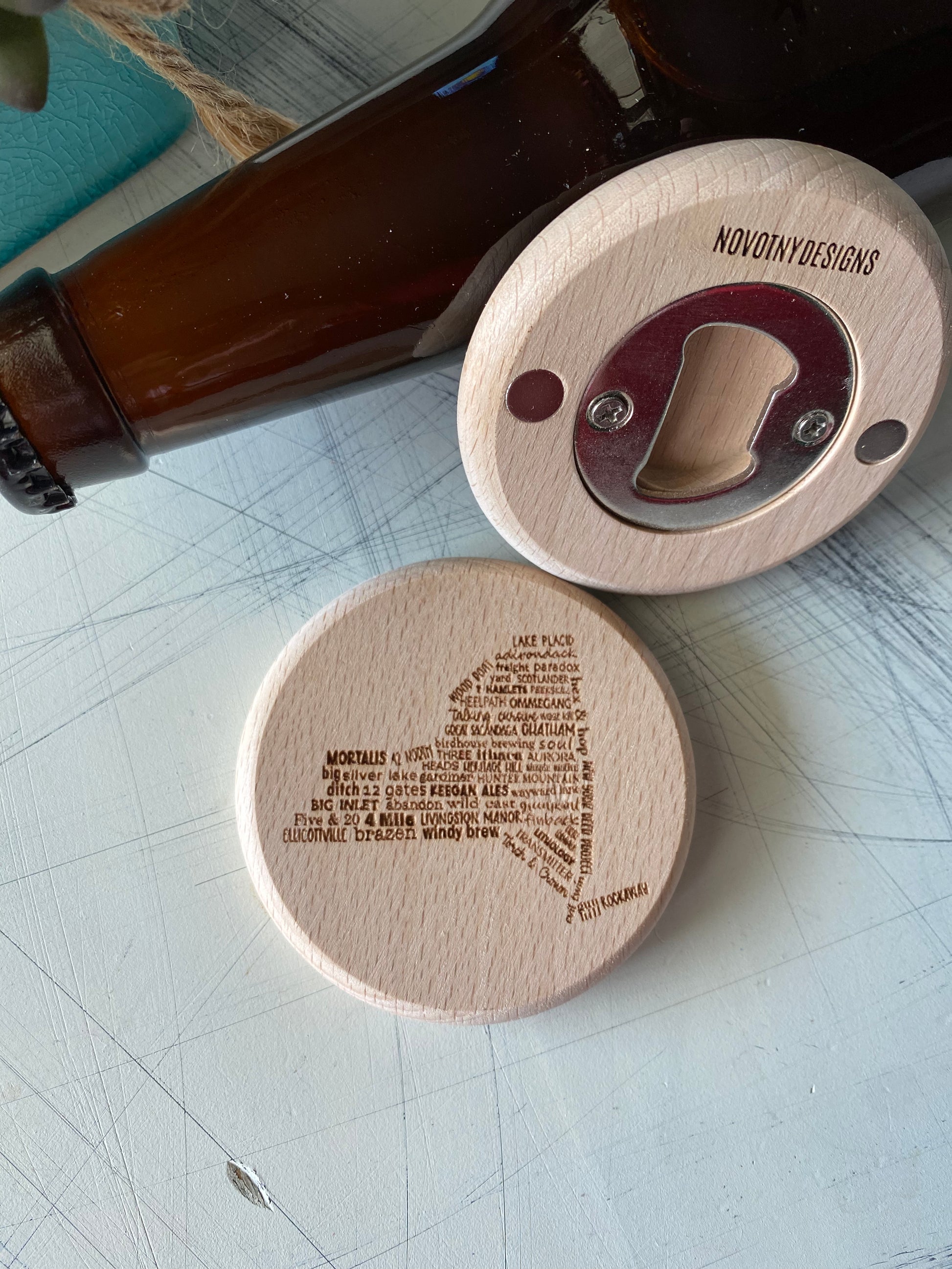 New York Breweries - Novotny Designs - magnetic engraved bottle opener