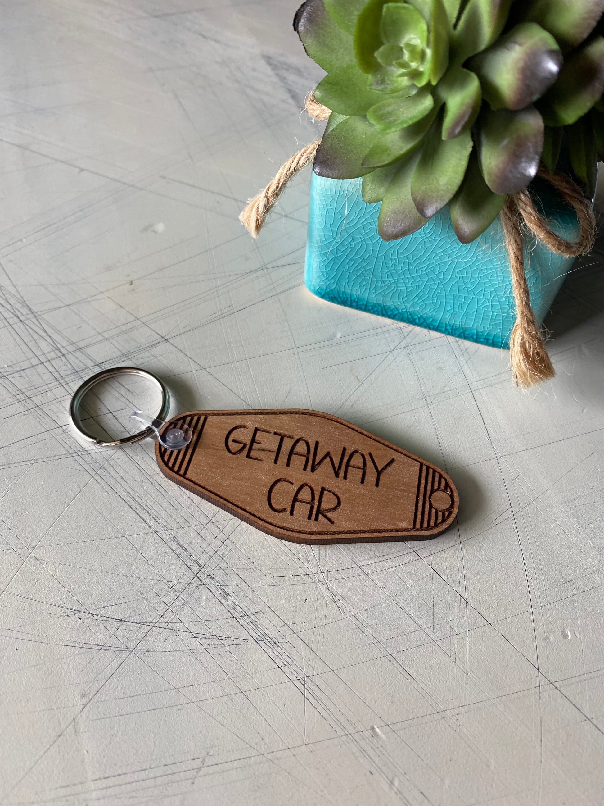 Getaway Car - wood keychain - Novotny Designs - motel style keychain