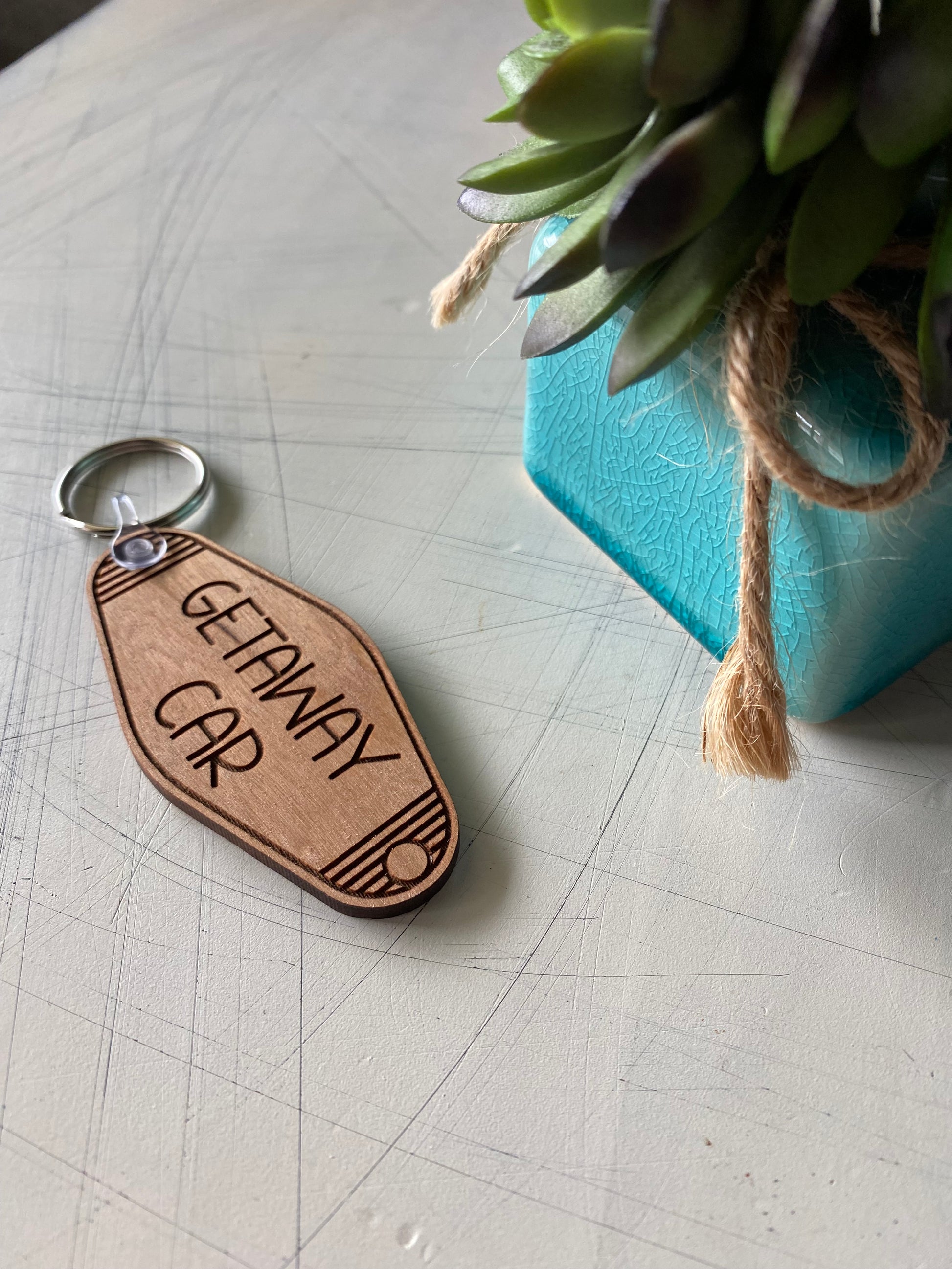 Getaway Car - wood keychain - Novotny Designs - motel style keychain