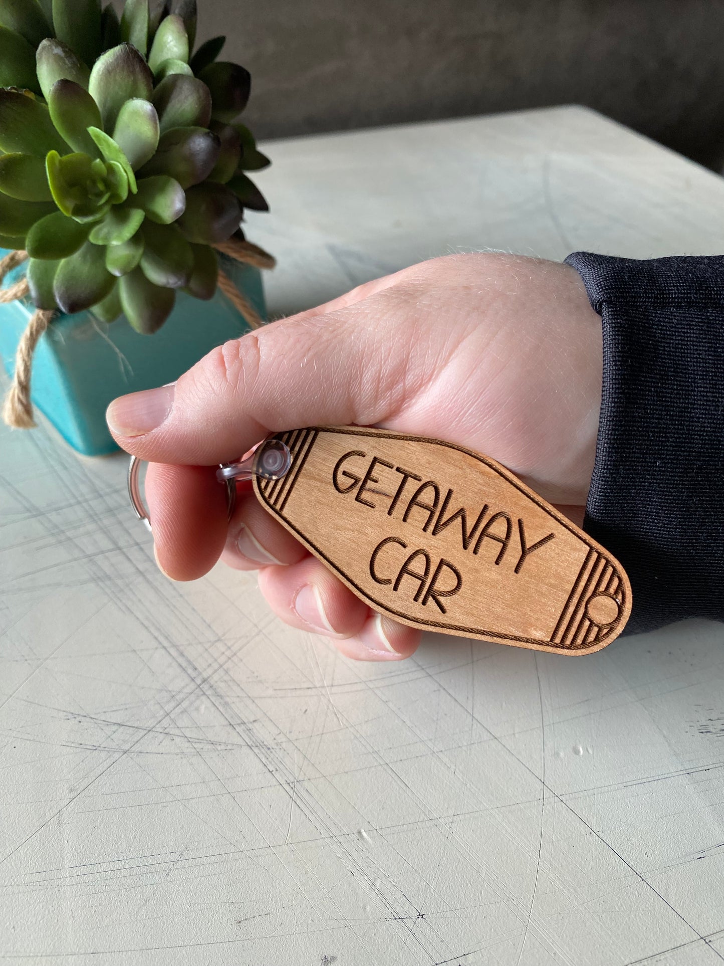 Getaway Car - wood keychain - Novotny Designs - motel style keychain