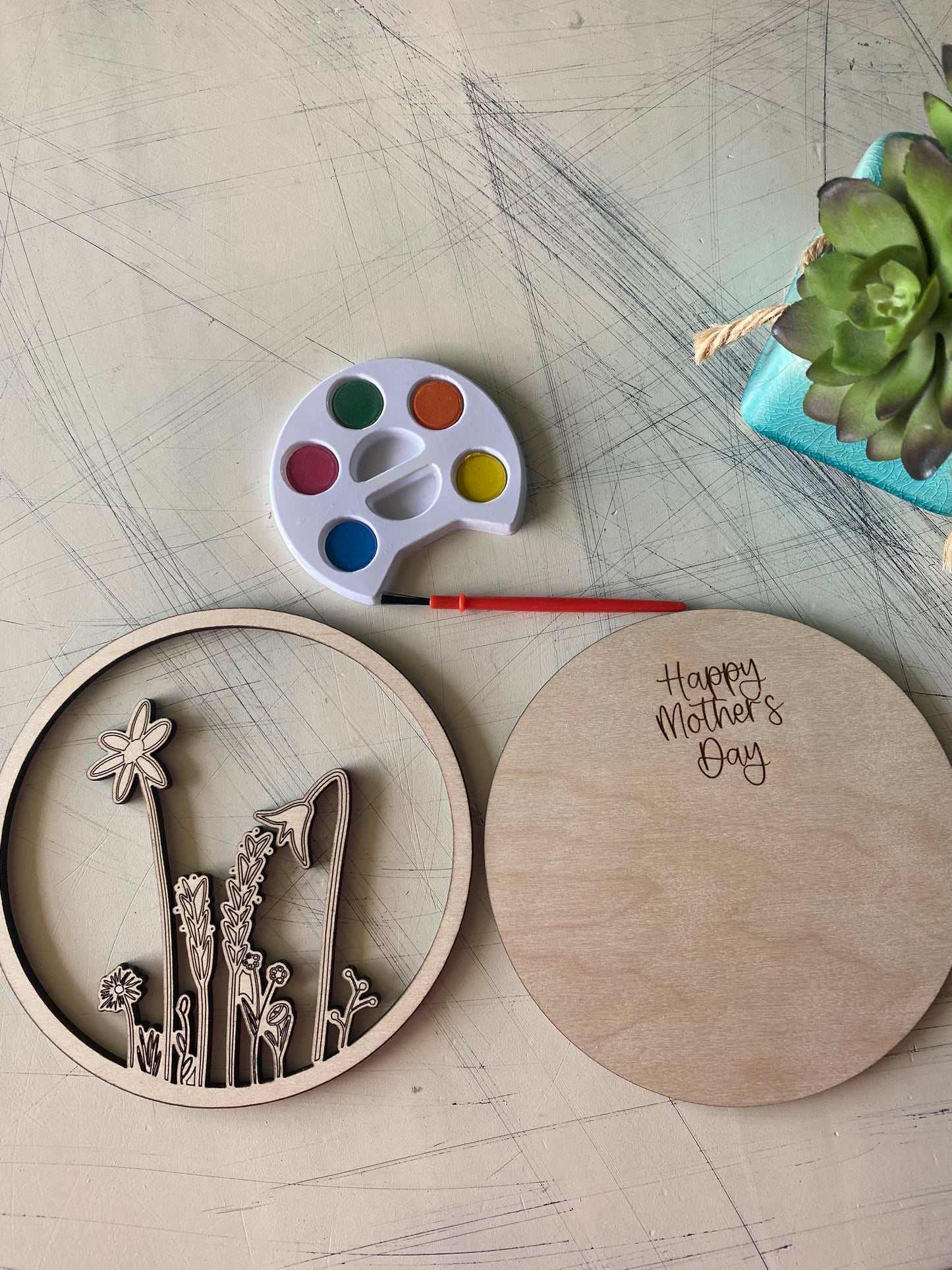 Happy Mother's Day - wildflower paint kit - wood canvas and watercolor - Novotny Designs