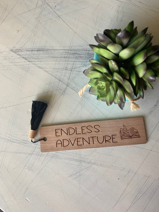 Endless adventure (in a book) - wood bookmark - Novotny Designs