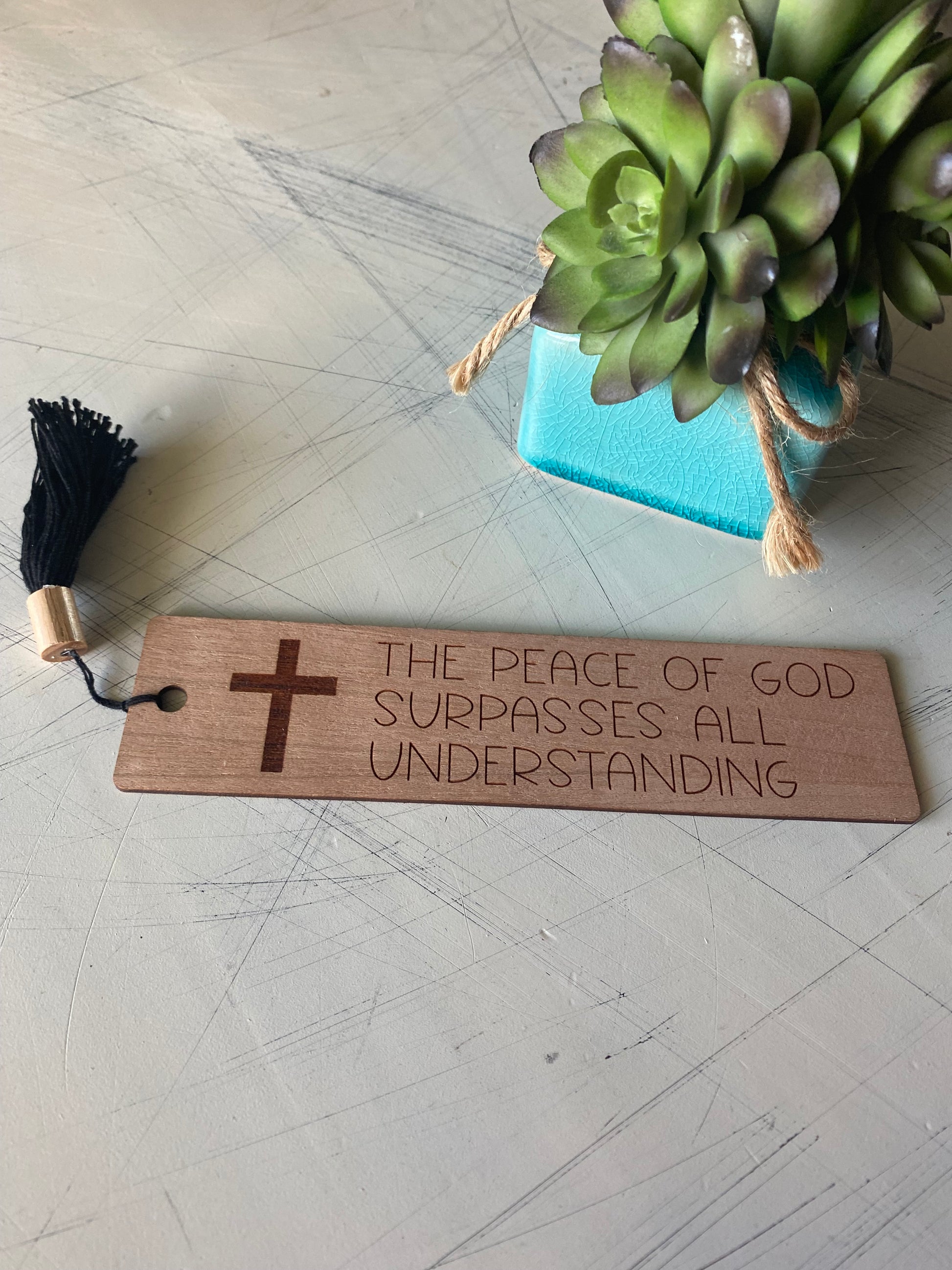 The peace of God surpasses all understanding - Novotny Designs - wood bookmark