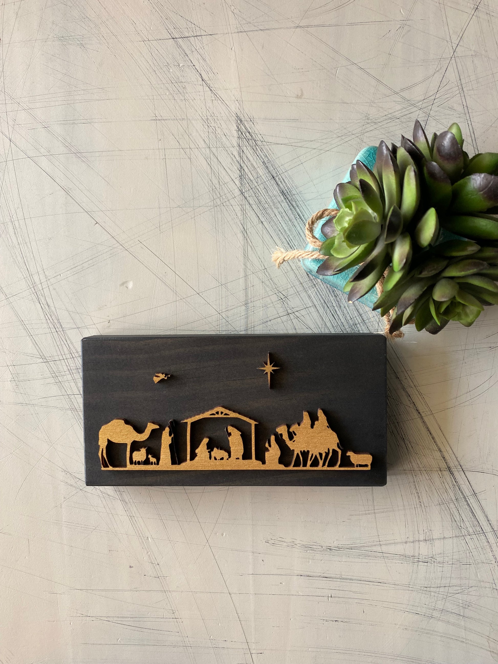 Nativity scene - handmade mini wood sign - Novotny Designs