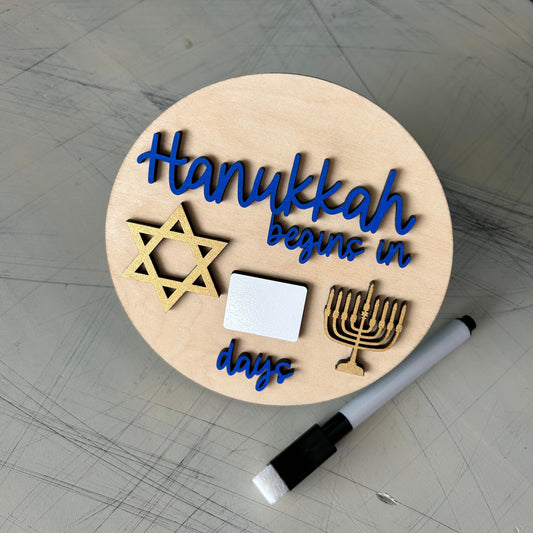 Hanukkah countdown calendar sign with dry erase marker by Novotny Designs