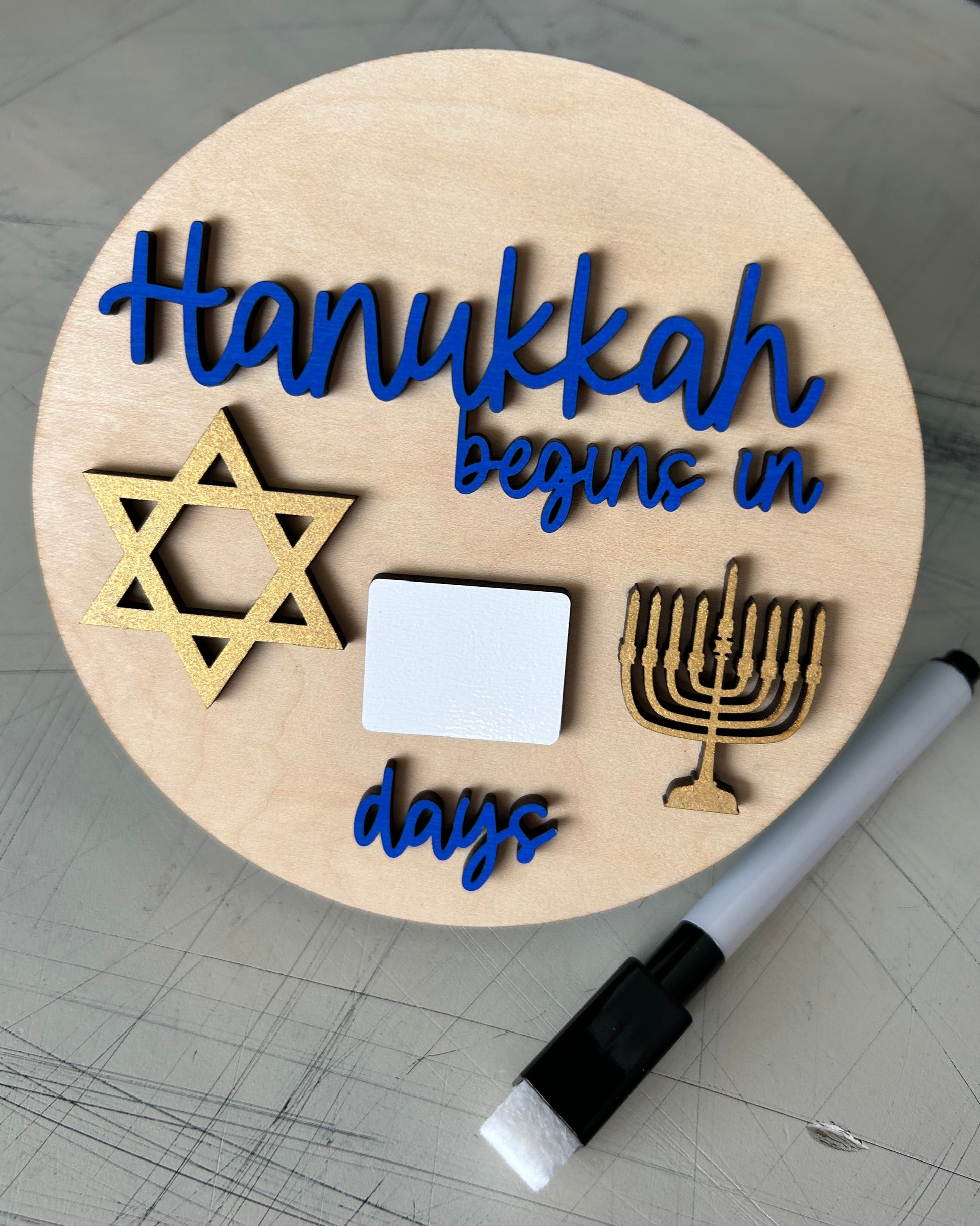 Hanukkah countdown calendar sign with dry erase marker by Novotny Designs