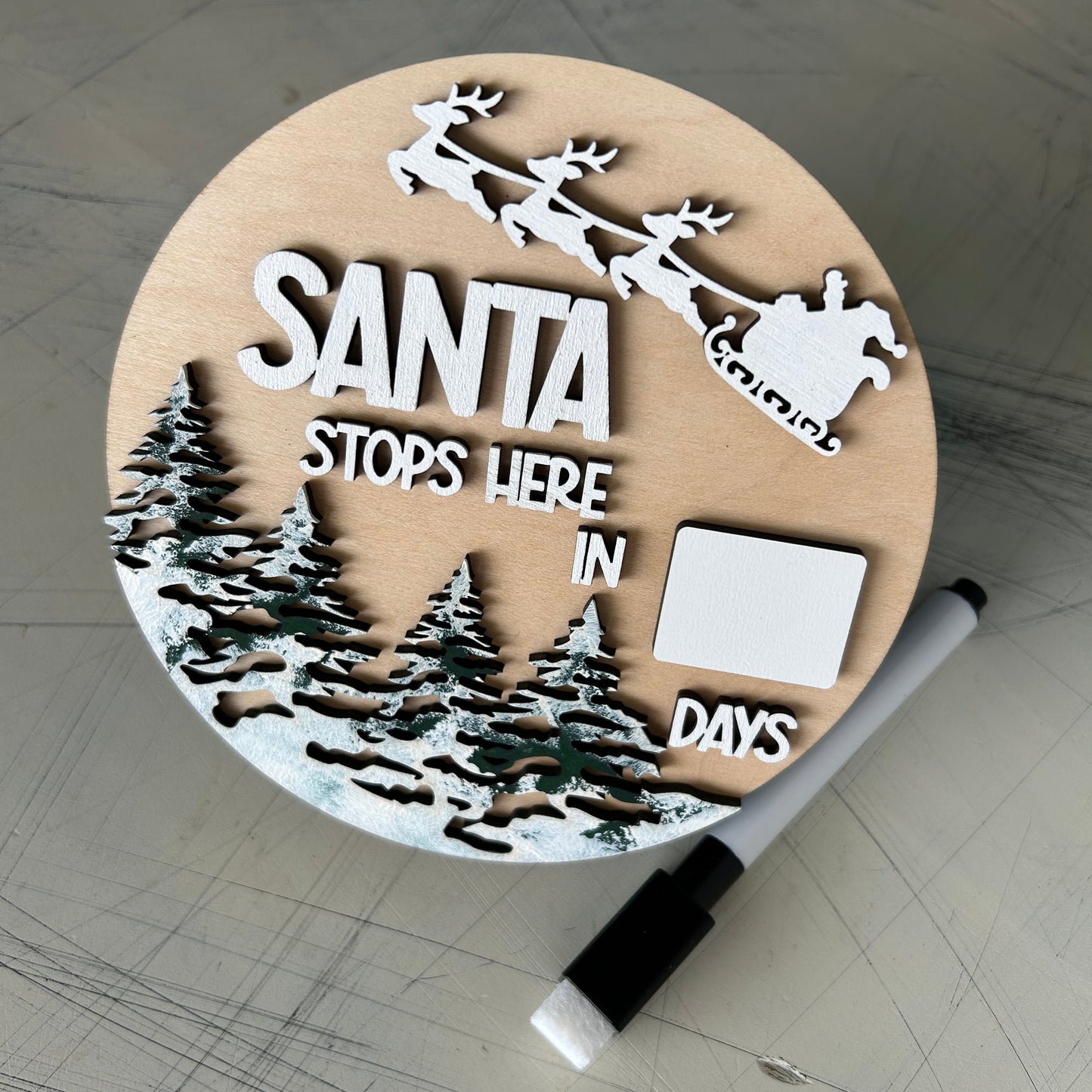Santa stops here dry erase countdown calendar sign by Novotny Designs