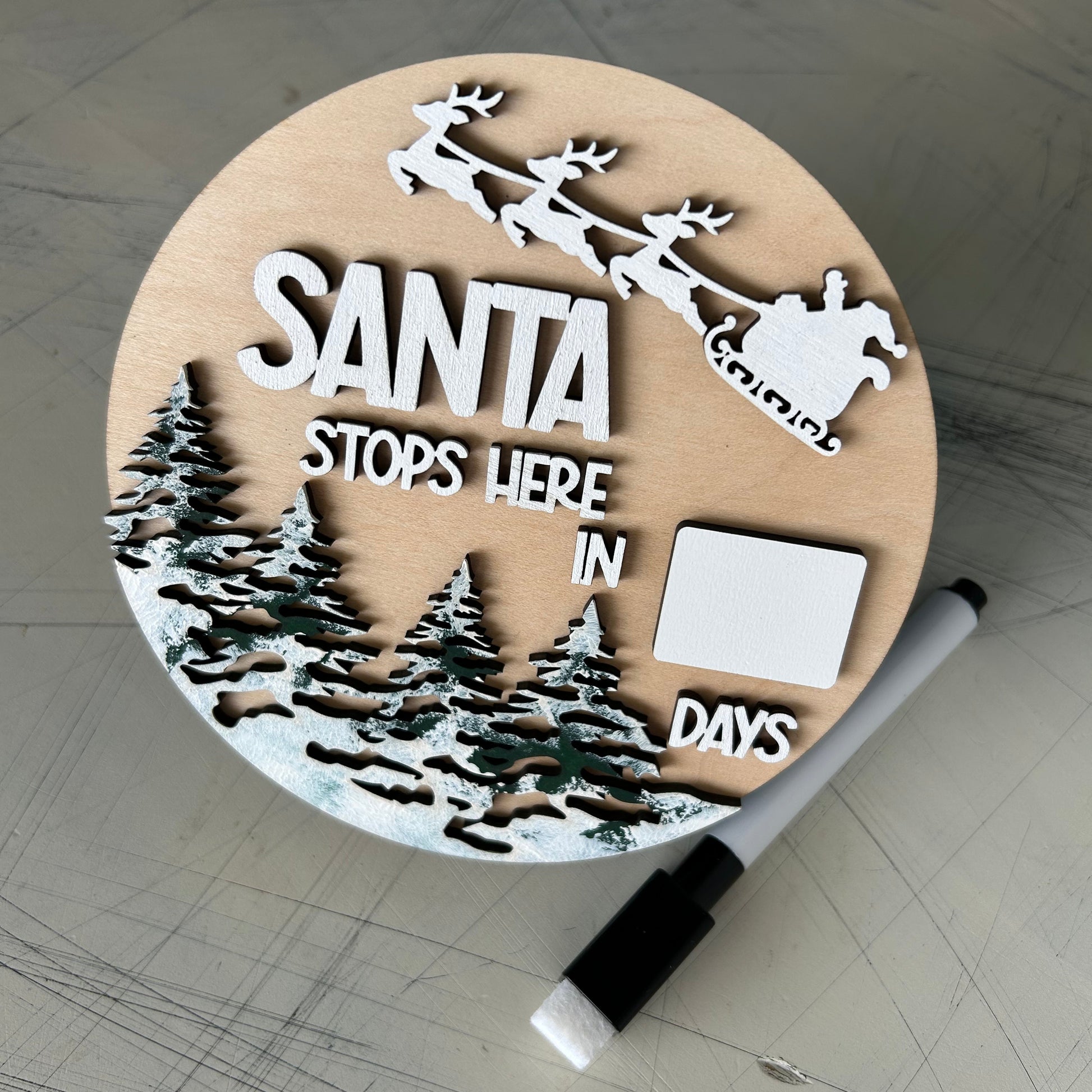 Santa stops here dry erase countdown calendar sign by Novotny Designs