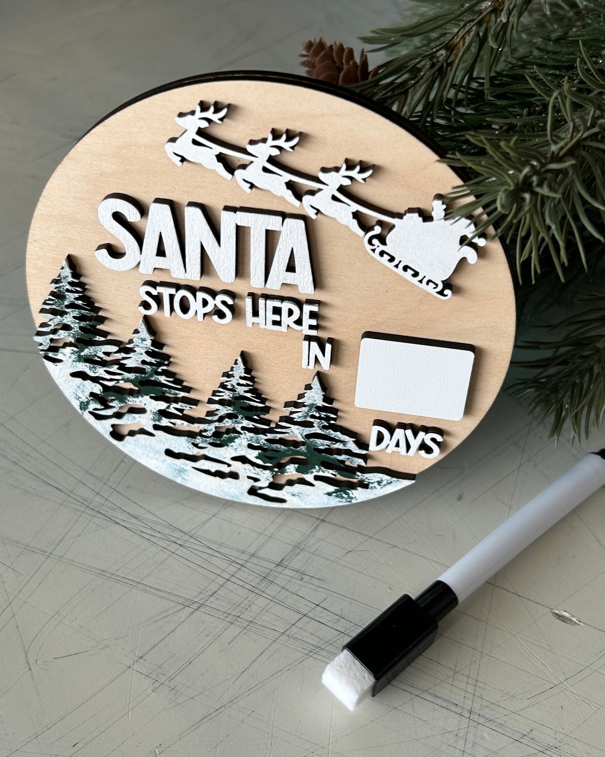 Santa stops here dry erase countdown calendar sign by Novotny Designs