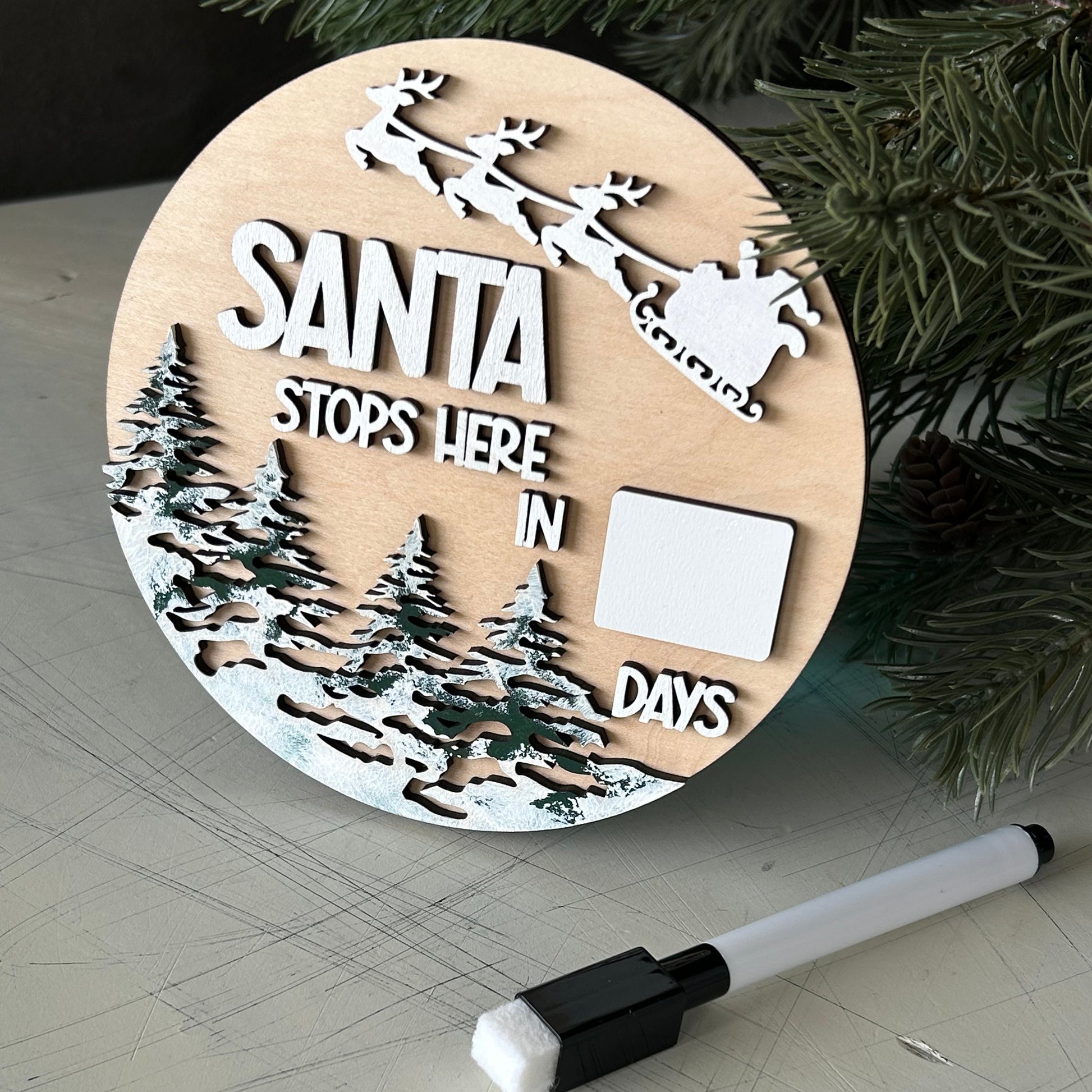 Santa stops here dry erase countdown calendar sign by Novotny Designs
