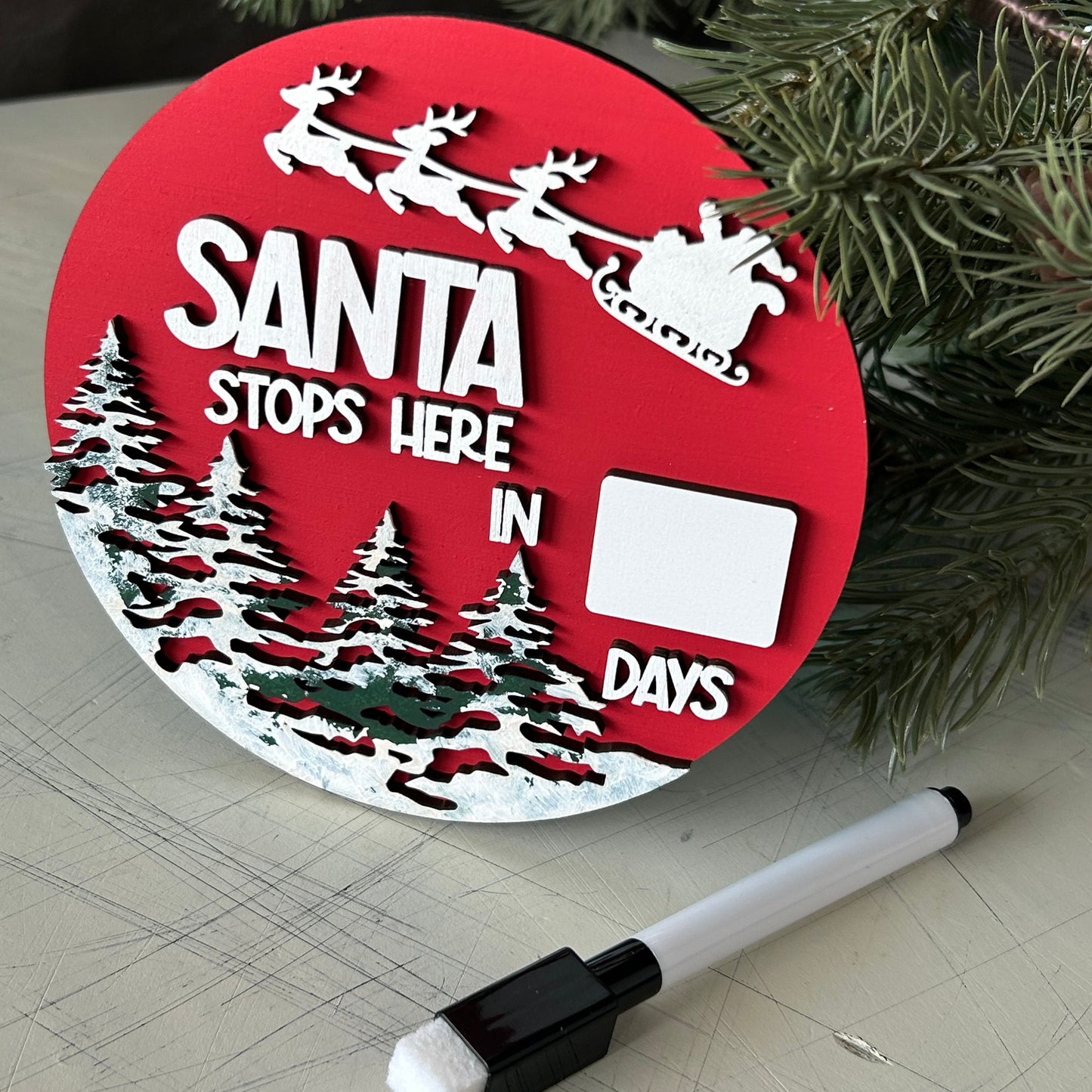 Santa stops here dry erase countdown calendar sign by Novotny Designs