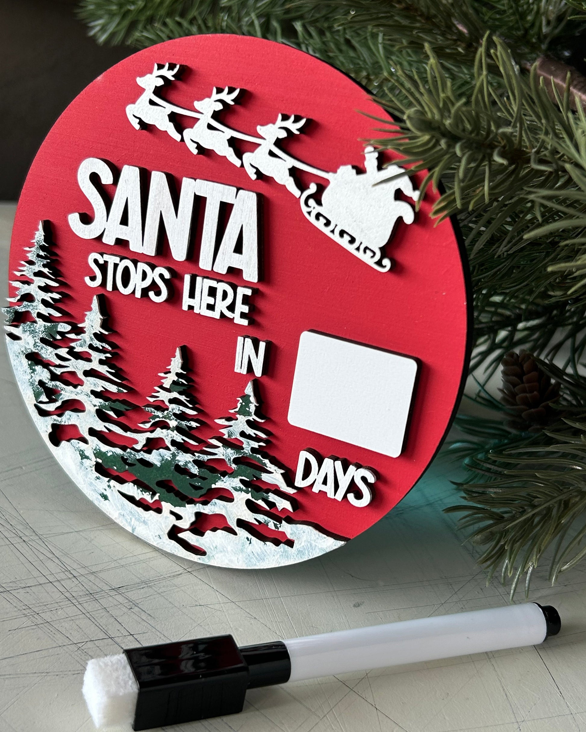 Santa stops here dry erase countdown calendar sign by Novotny Designs