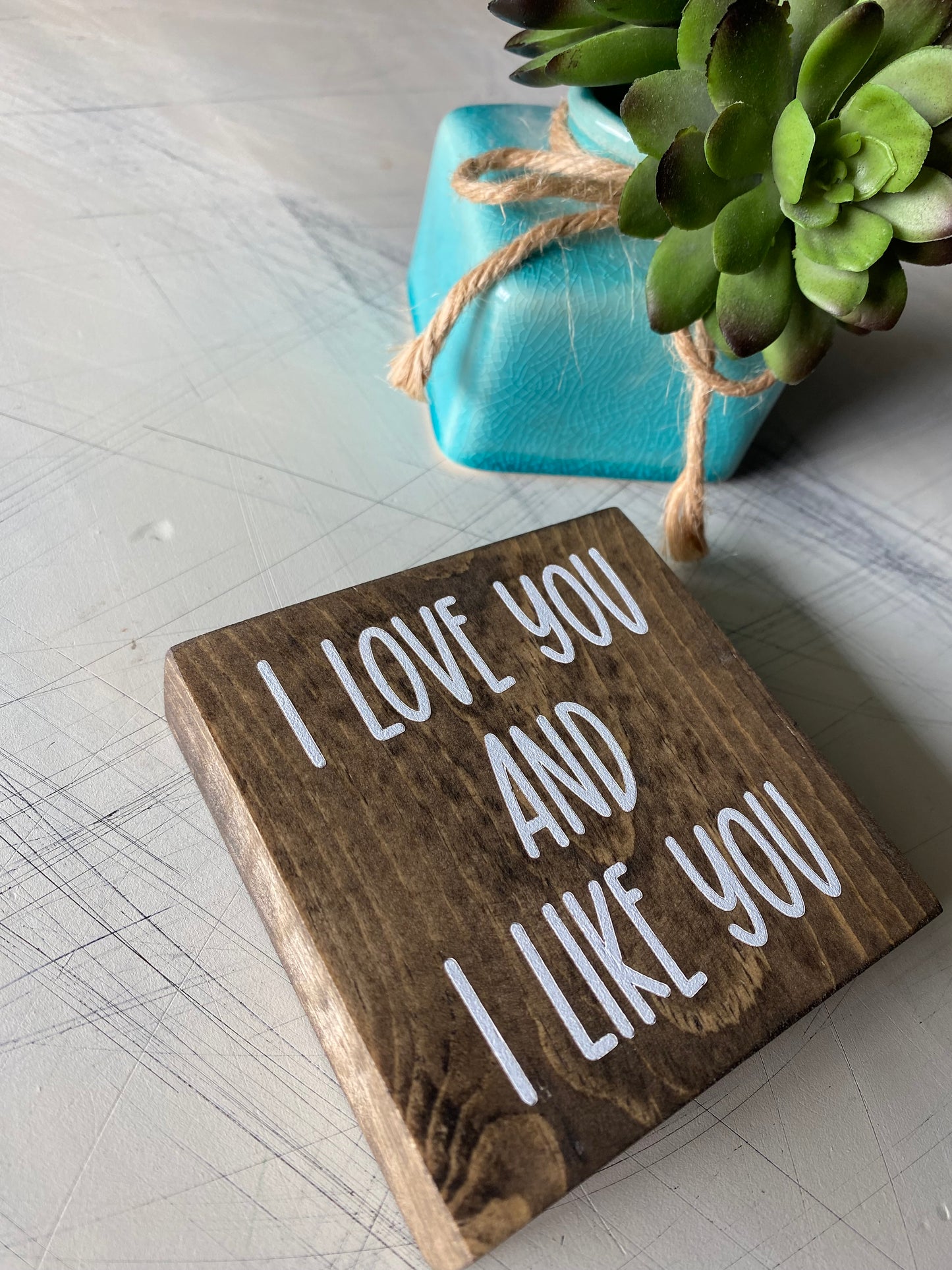 I love you and I like you - Novotny Designs handmade mini wood sign