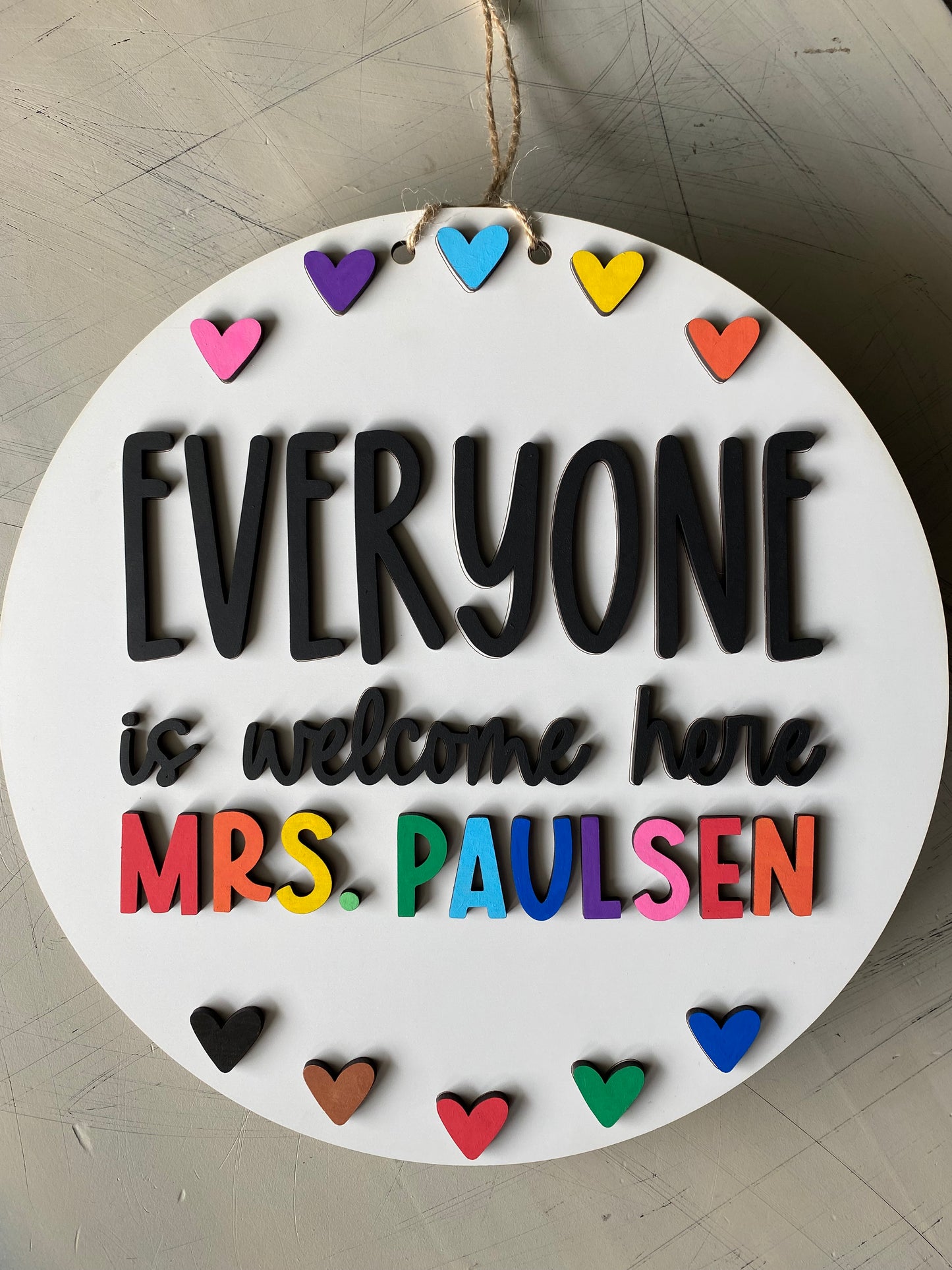 Everyone is welcome here - rainbow classroom sign - customizable - Novotny Designs