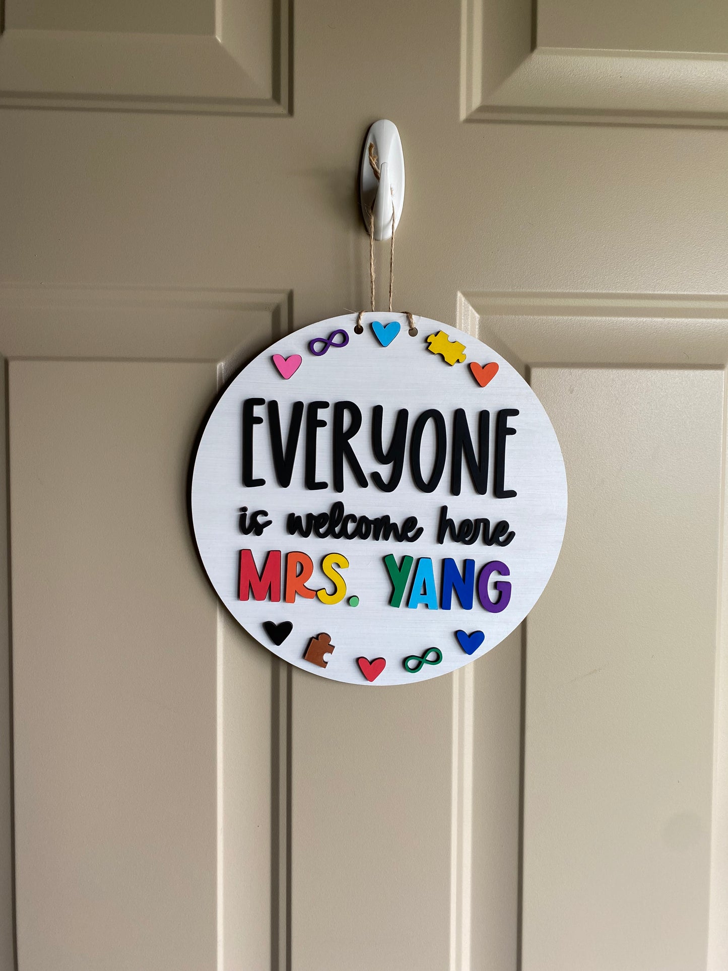 Everyone is welcome here - neurodiversity rainbow classroom sign - customizable - Novotny Designs