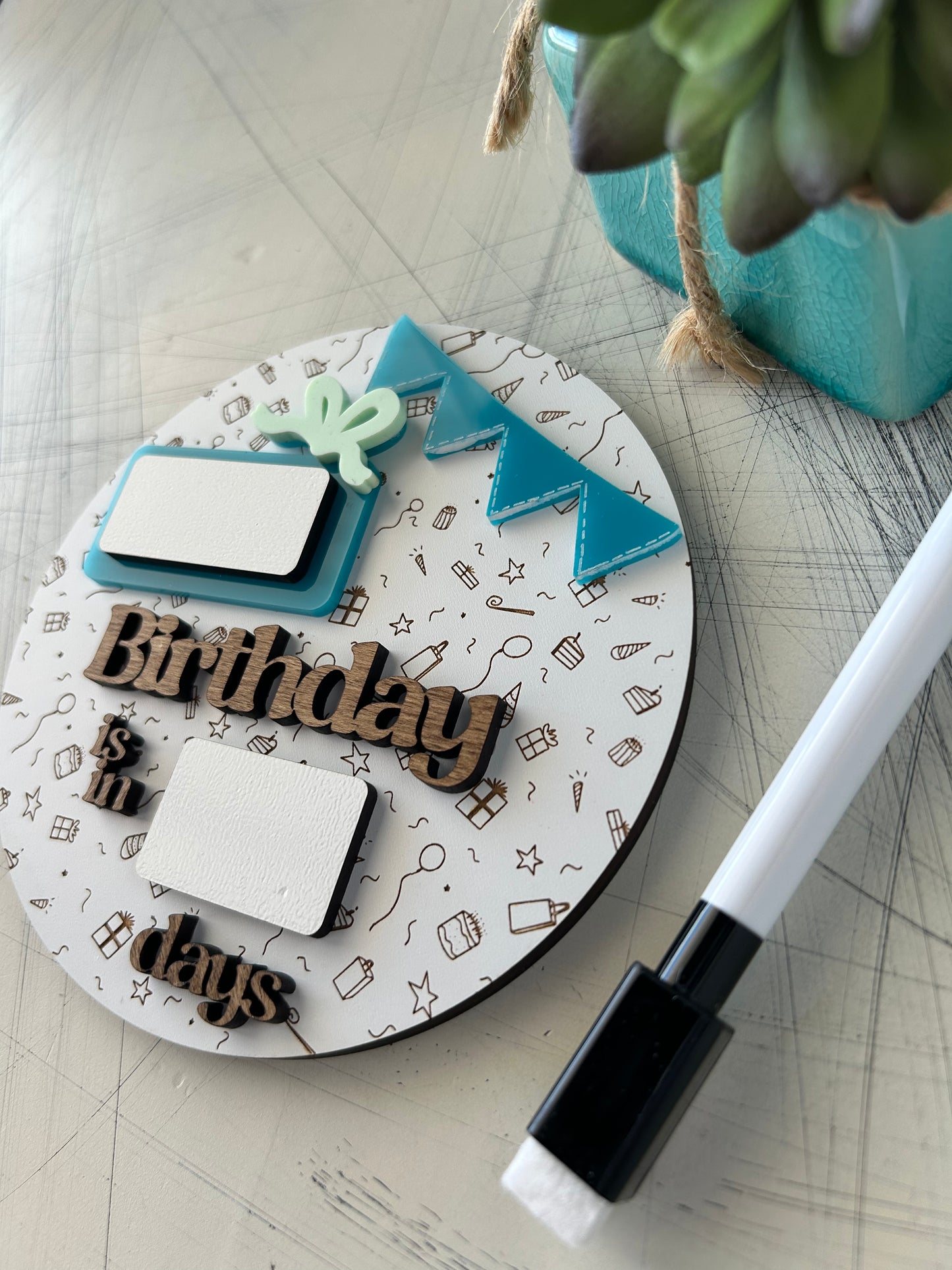 Dry Erase Birthday Countdown Sign by Novotny Designs