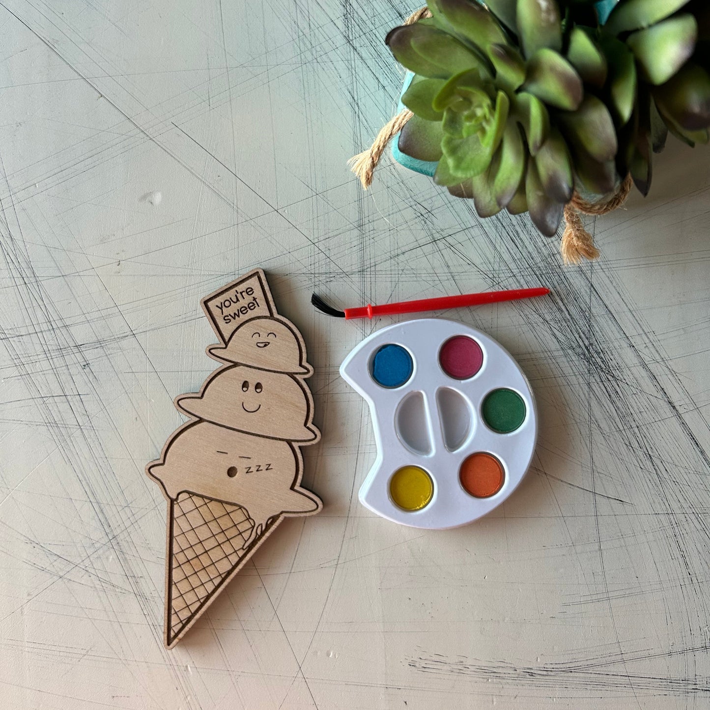 Ice Cream Cone Watercolor Craft Kit by Novotny Designs