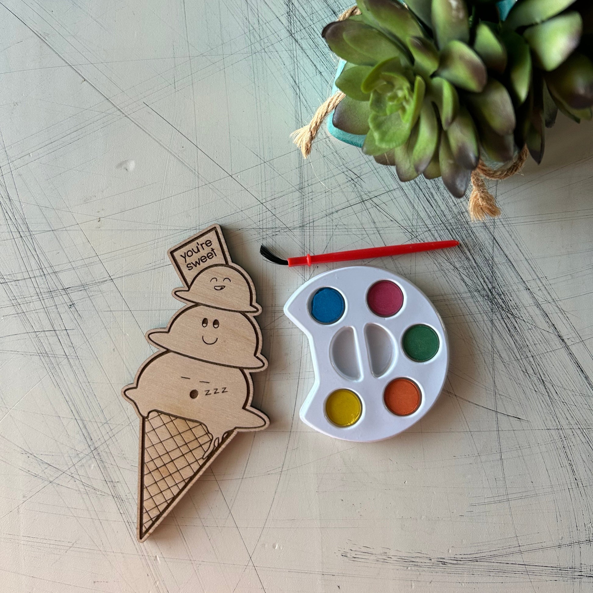 Ice Cream Cone Watercolor Craft Kit by Novotny Designs