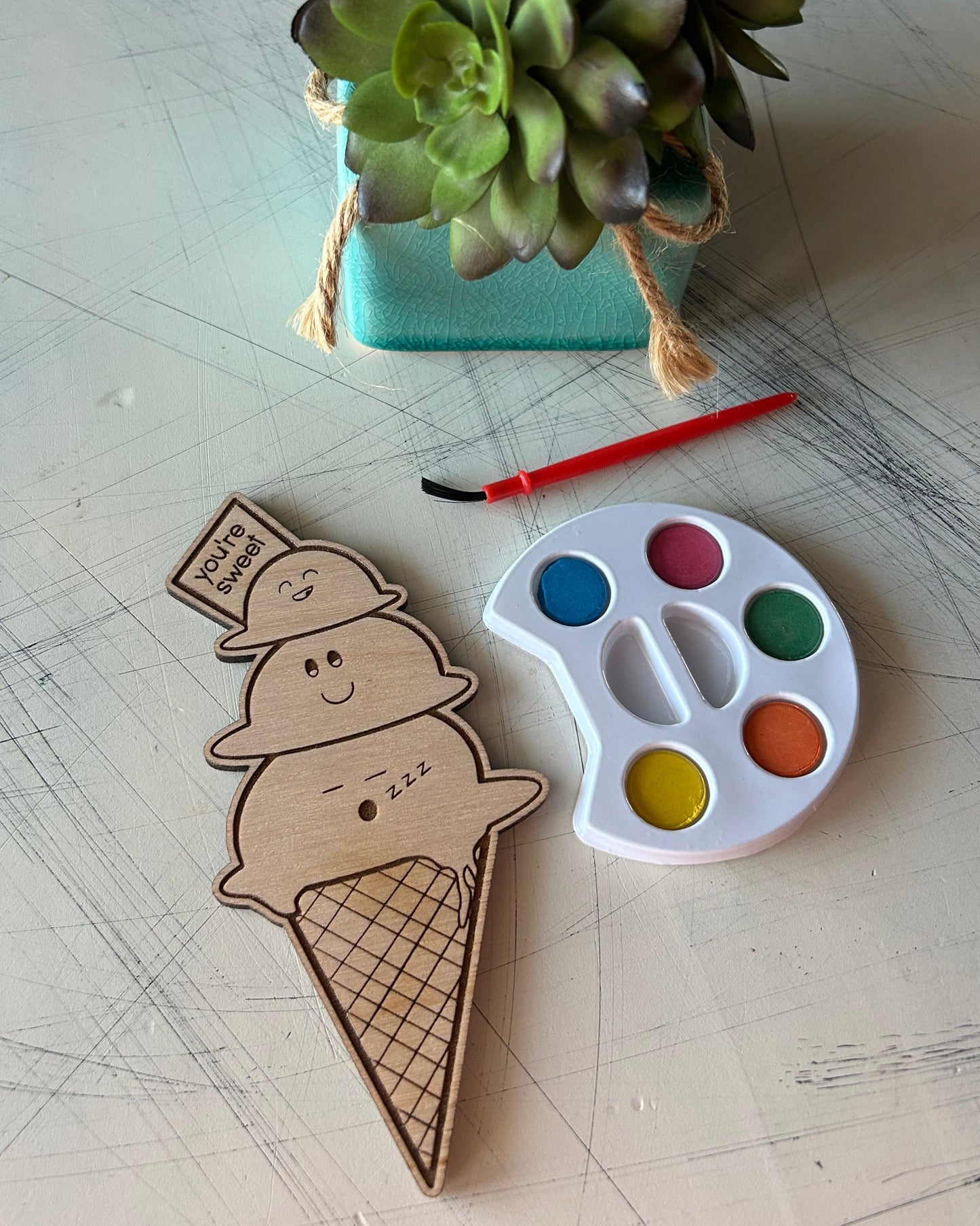 Ice Cream Cone Watercolor Craft Kit by Novotny Designs