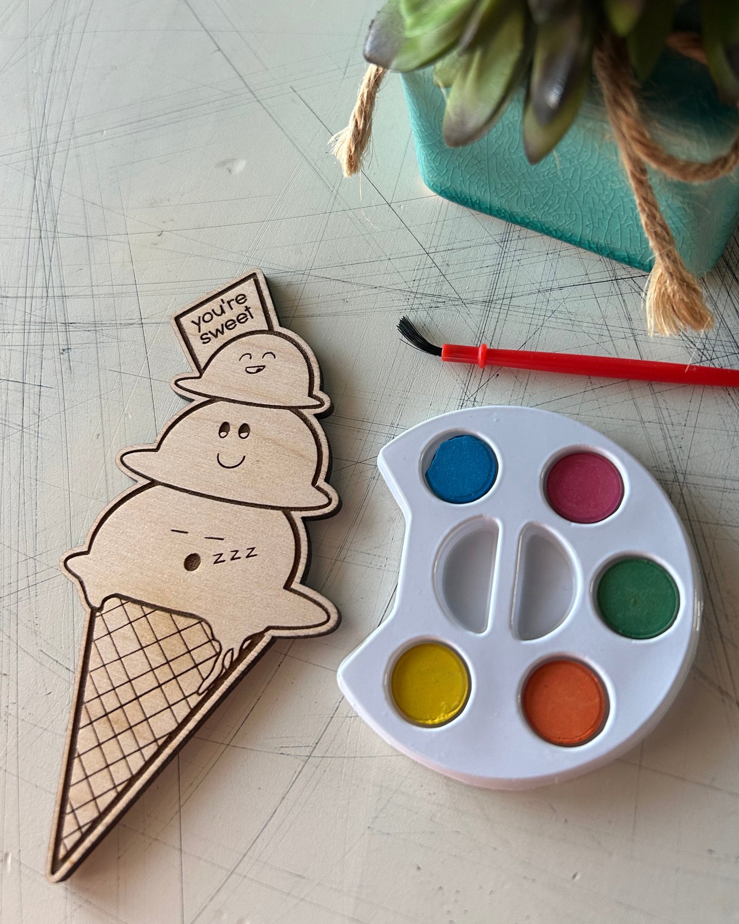 Ice Cream Cone Watercolor Craft Kit by Novotny Designs