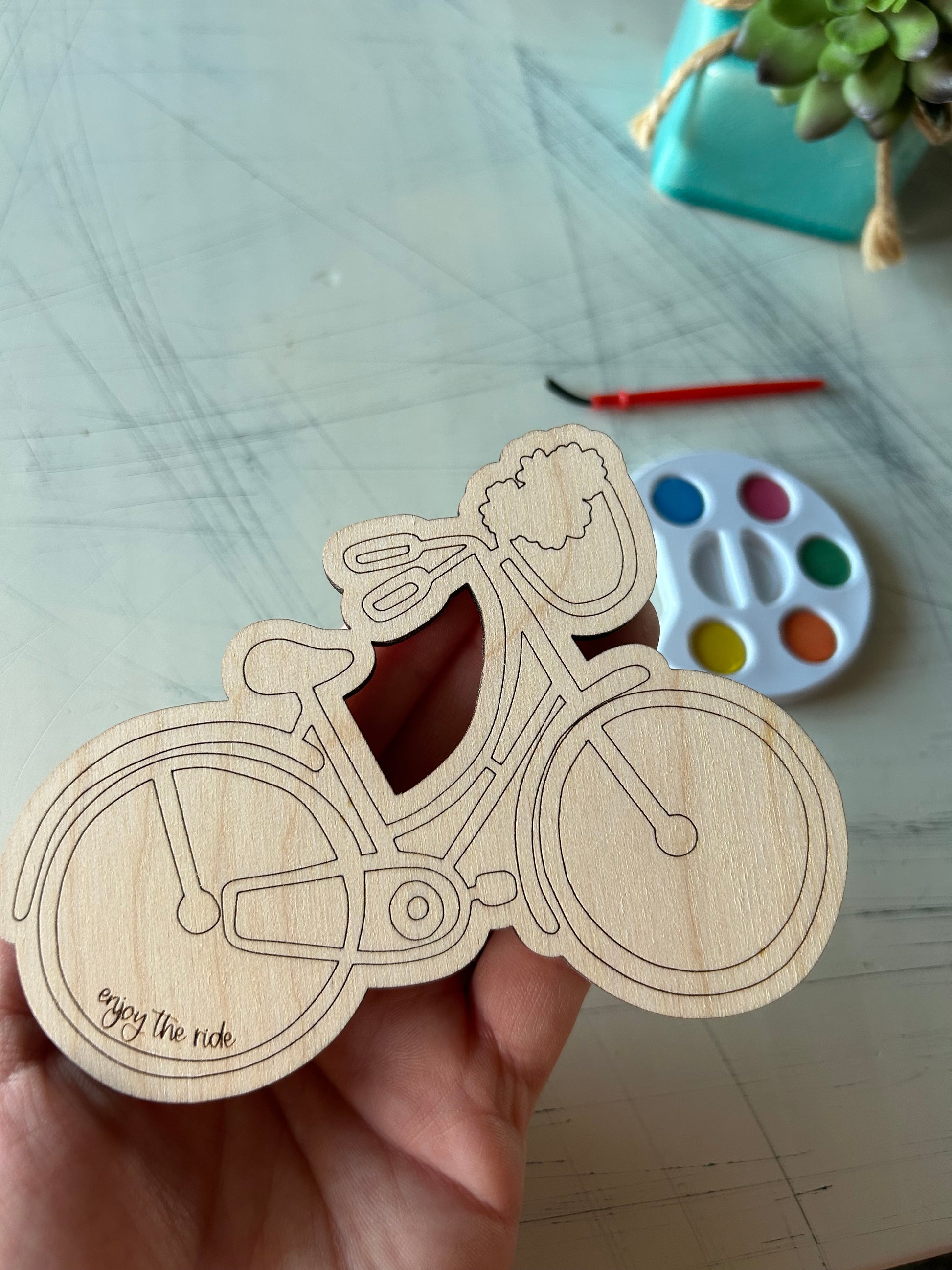 Bicycle watercolor craft kit - enjoy the ride - Novotny Designs