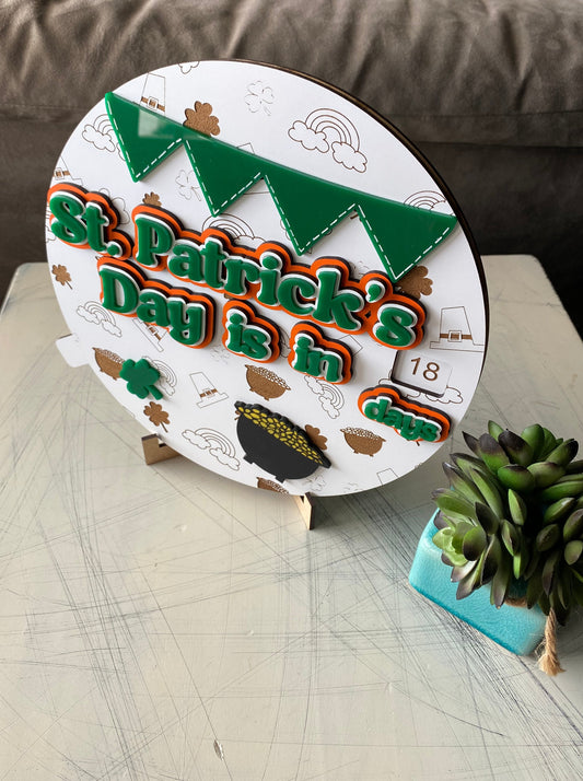 St. Patrick's Day countdown sign - Novotny Designs - countdown with self-contained numbers