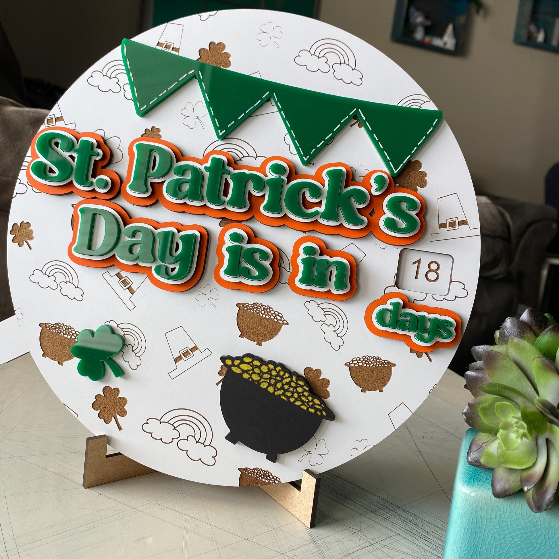 St. Patrick's Day countdown sign - Novotny Designs - countdown with self-contained numbers