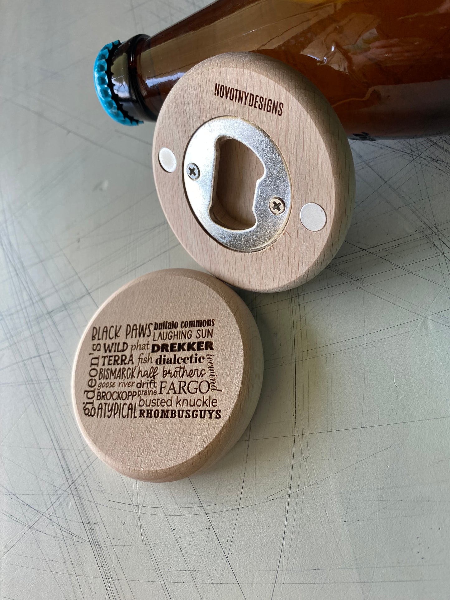 North Dakota breweries - engraved magnetic bottle opener