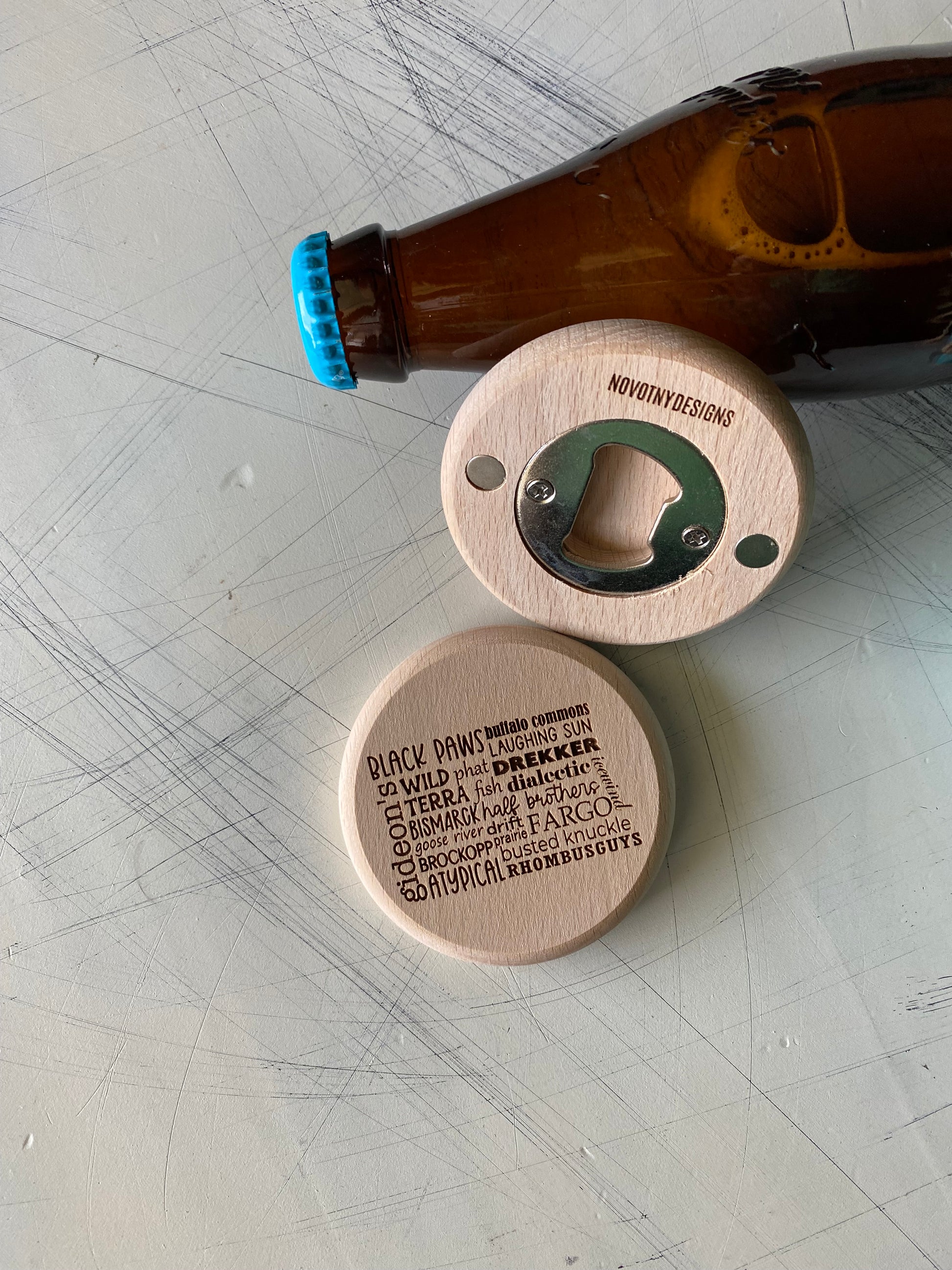 North Dakota breweries - engraved magnetic bottle opener