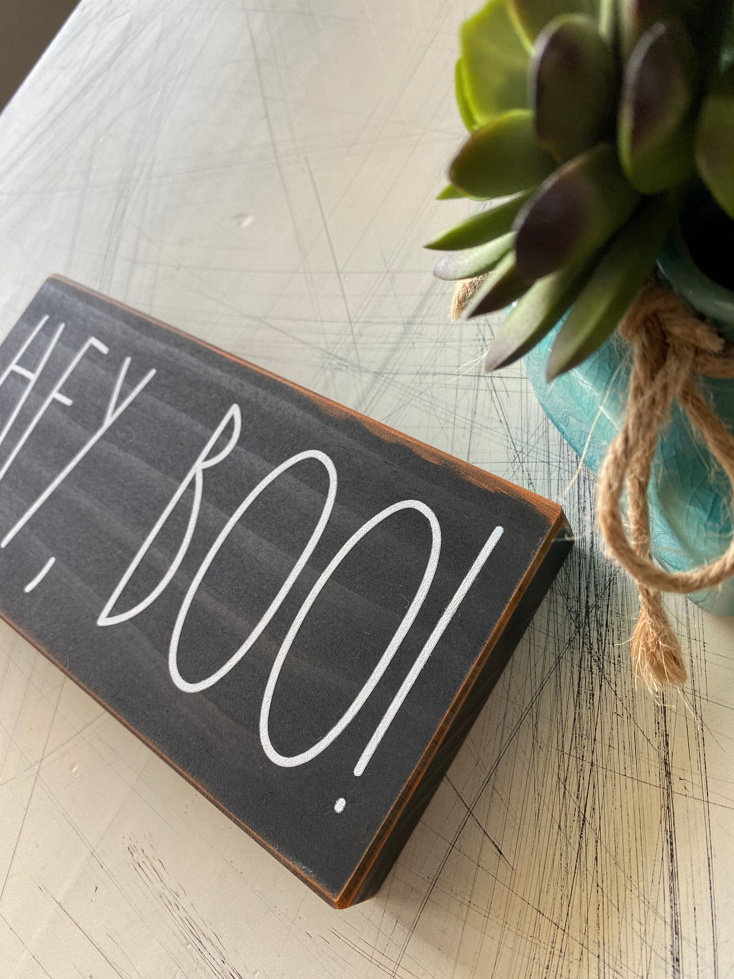 Hey, boo! - Halloween handmade mini wood sign