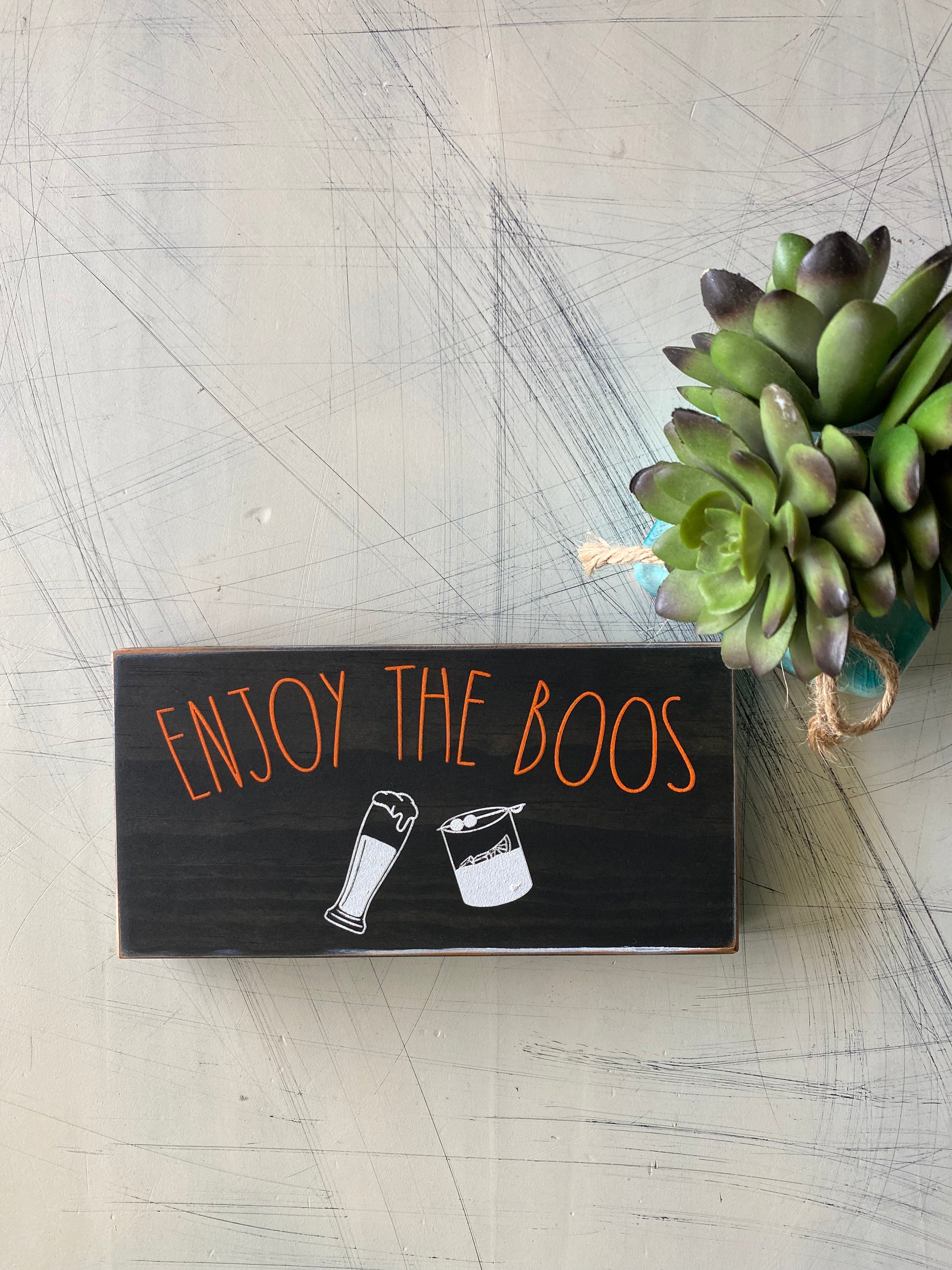 Enjoy the boos - punny Halloween - handmade mini wood sign
