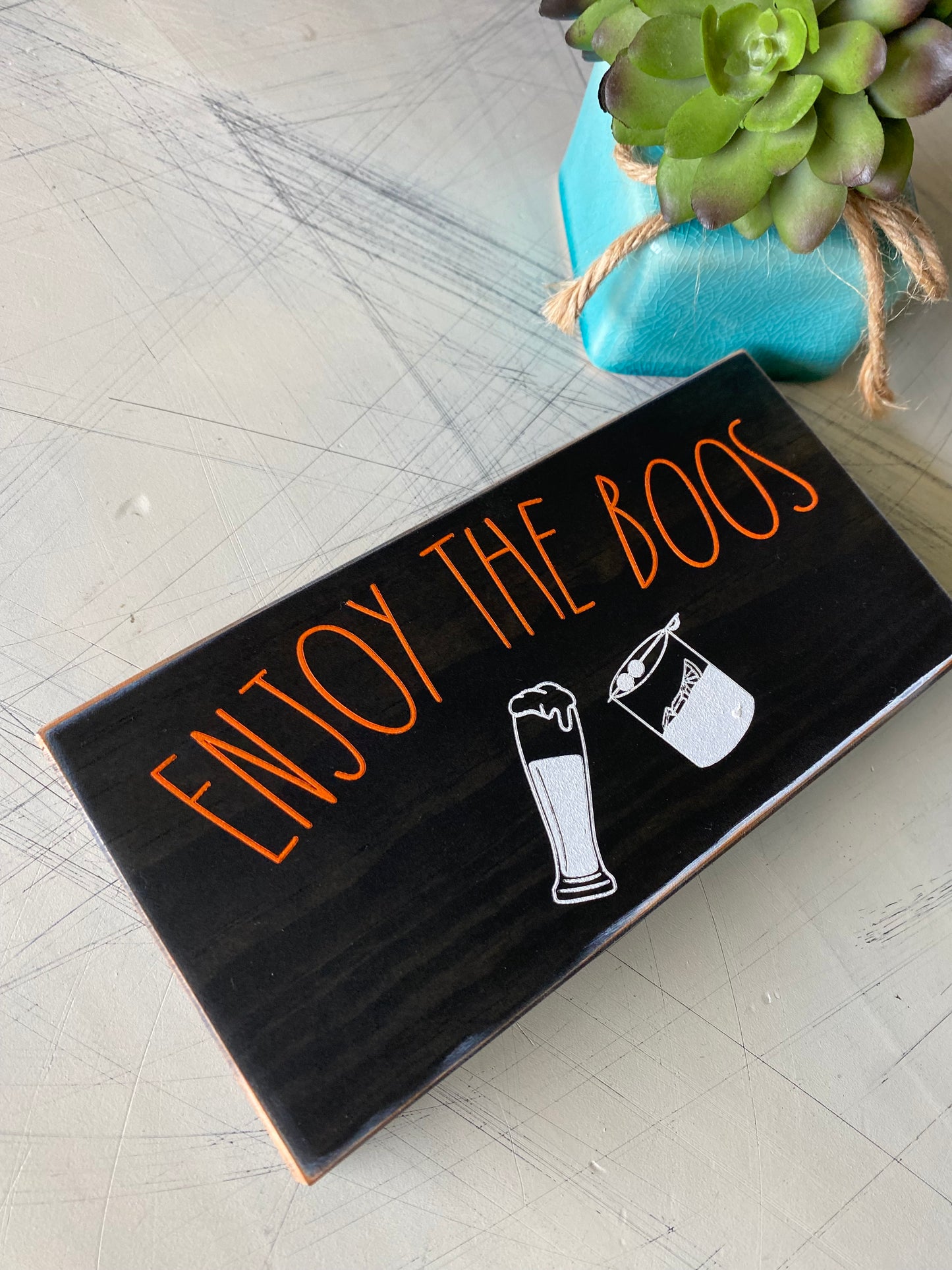 Enjoy the boos - punny Halloween - handmade mini wood sign