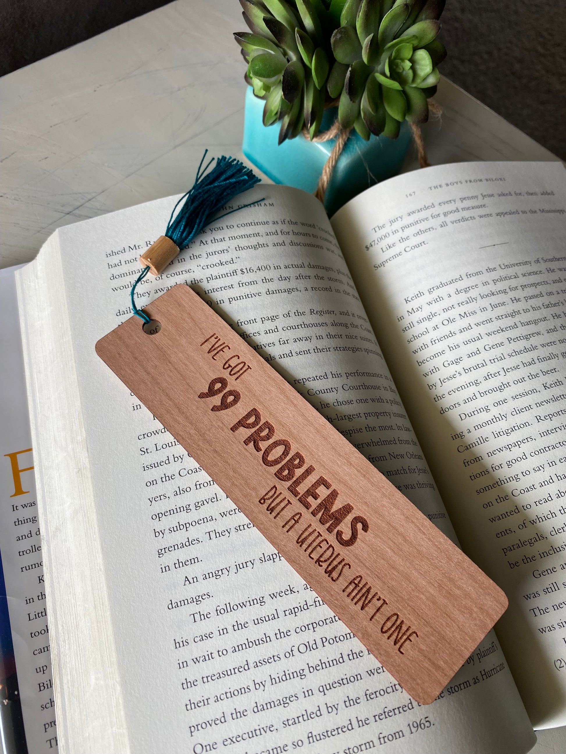 I've got 99 problems but a uterus ain't one - wood bookmark - funny hysterectomy gift - Novotny Designs